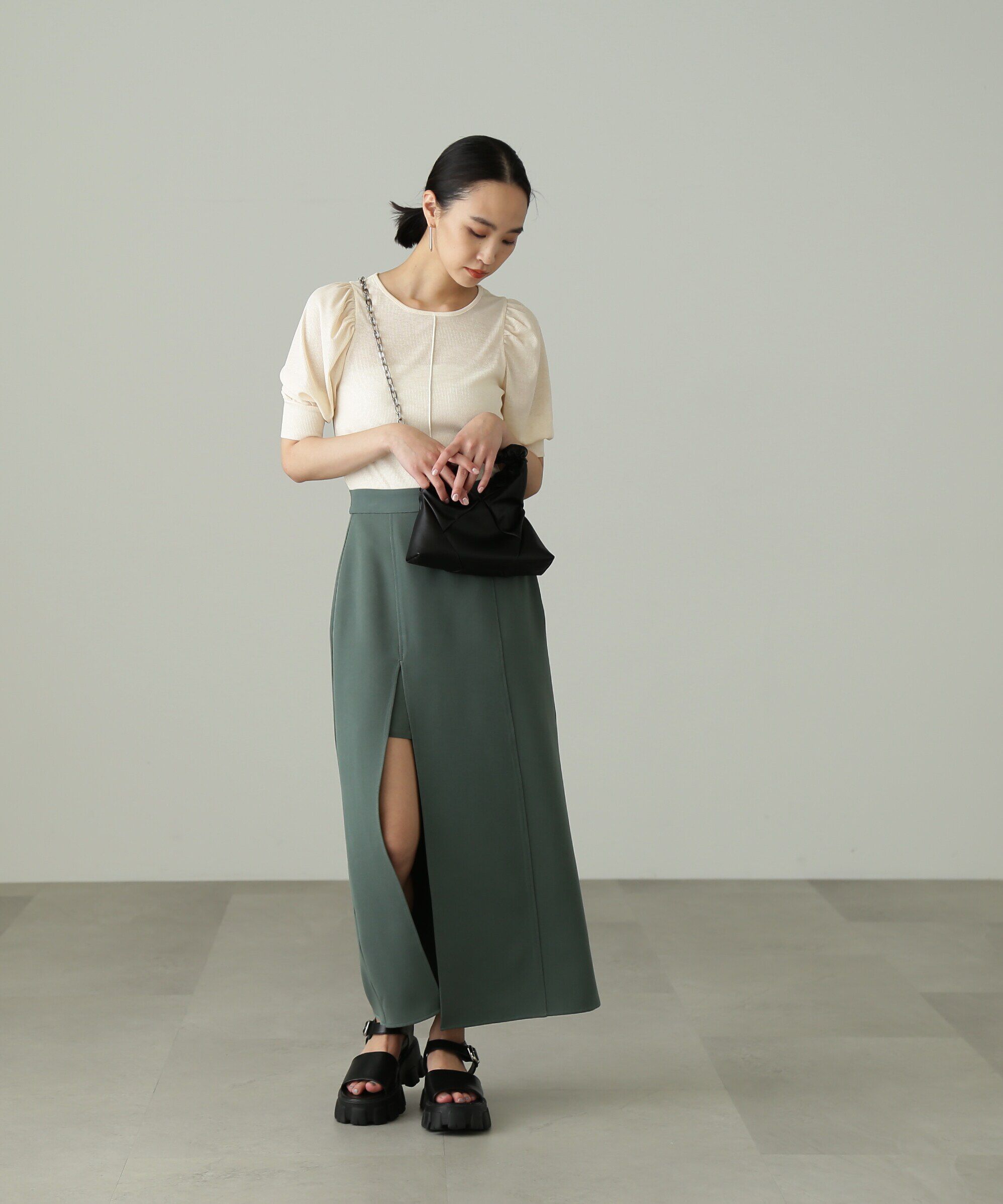  「深スリットレイヤードスカート」|スカート|