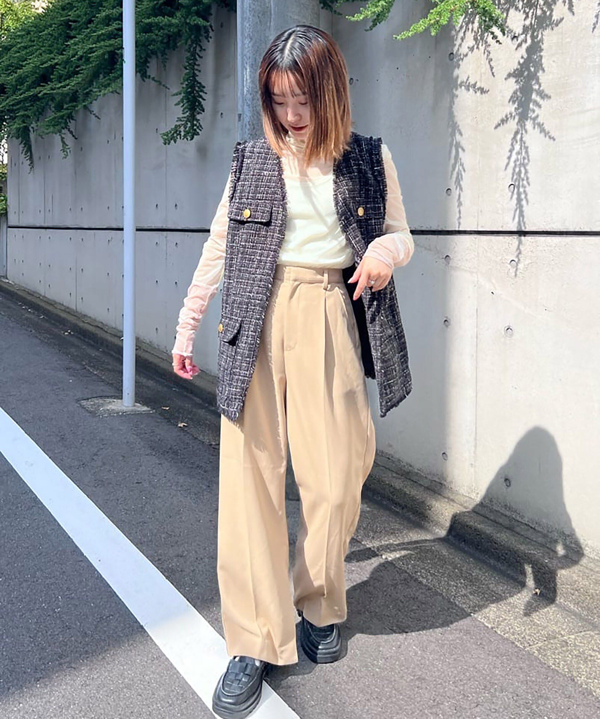  「内スリットストレートワイドパンツ」|その他|