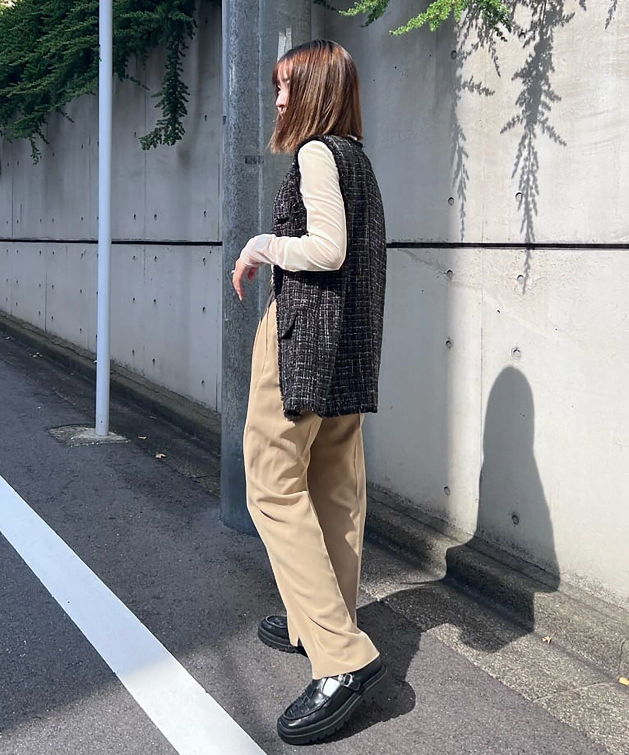  「内スリットストレートワイドパンツ」|その他|