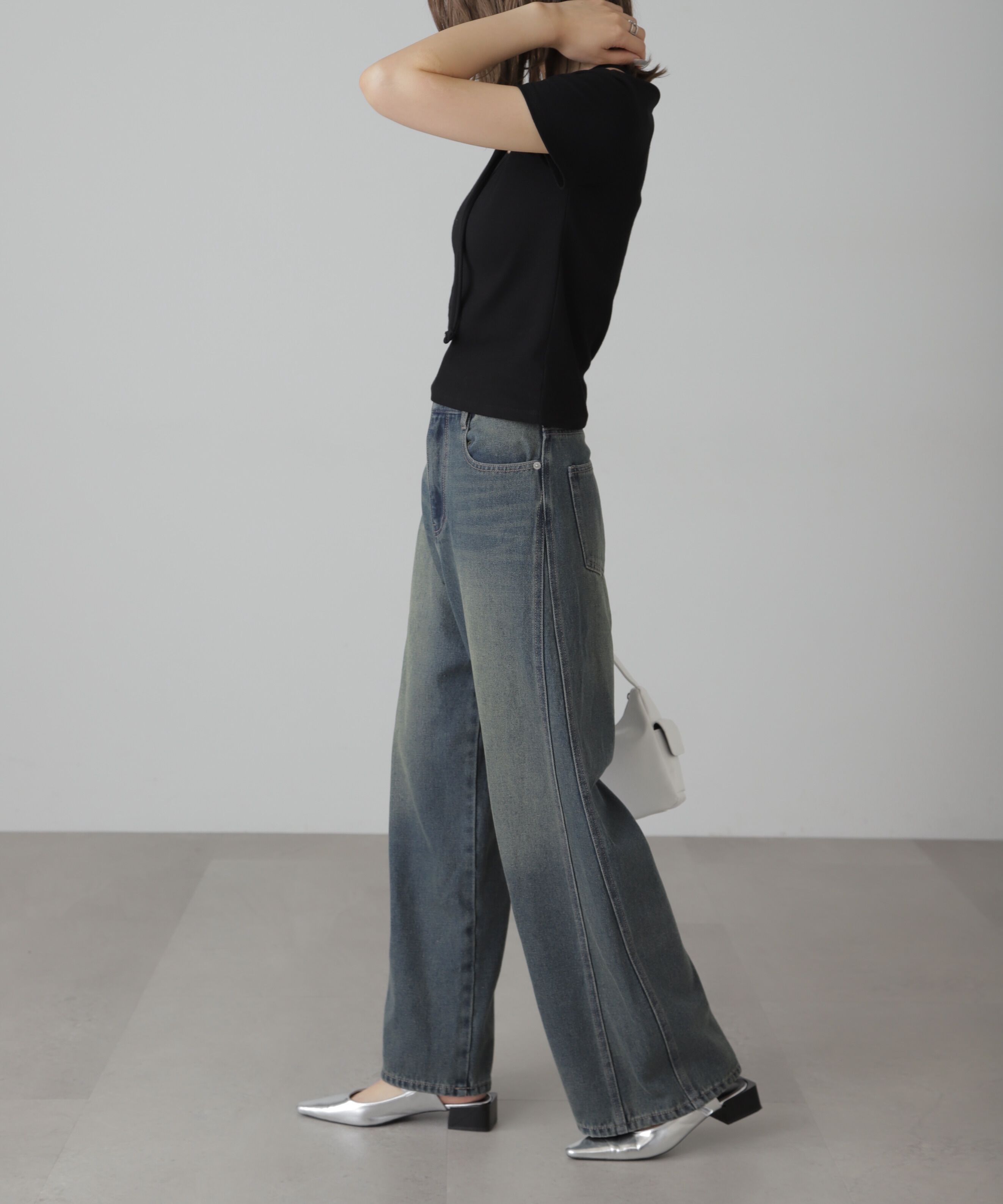  「[XS-Lサイズ展開]サイドパネルヴィンテージライクワイドデニム」|その他|