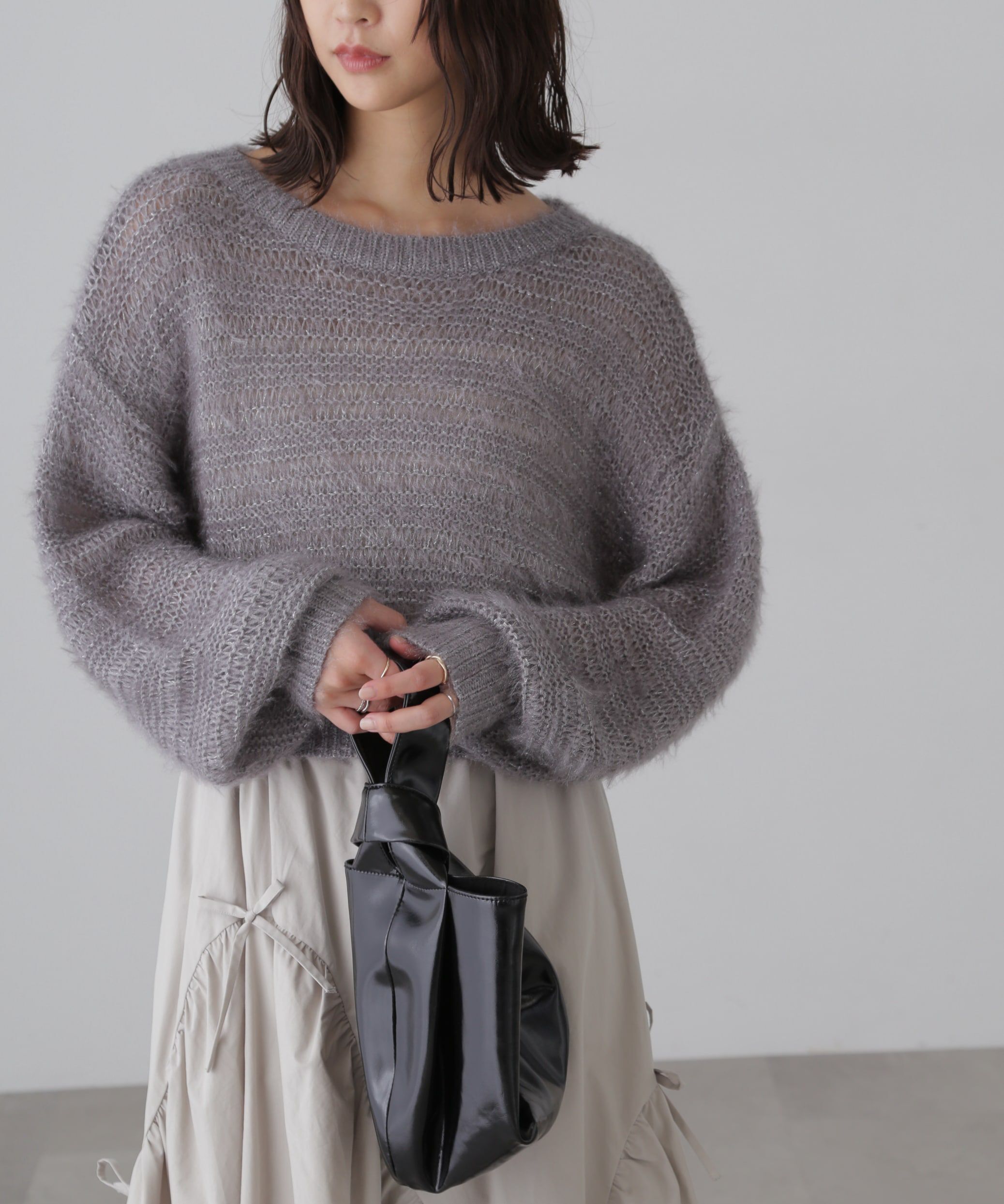  「ラメフェザーモヘヤライクニット」|ニット・セーター|