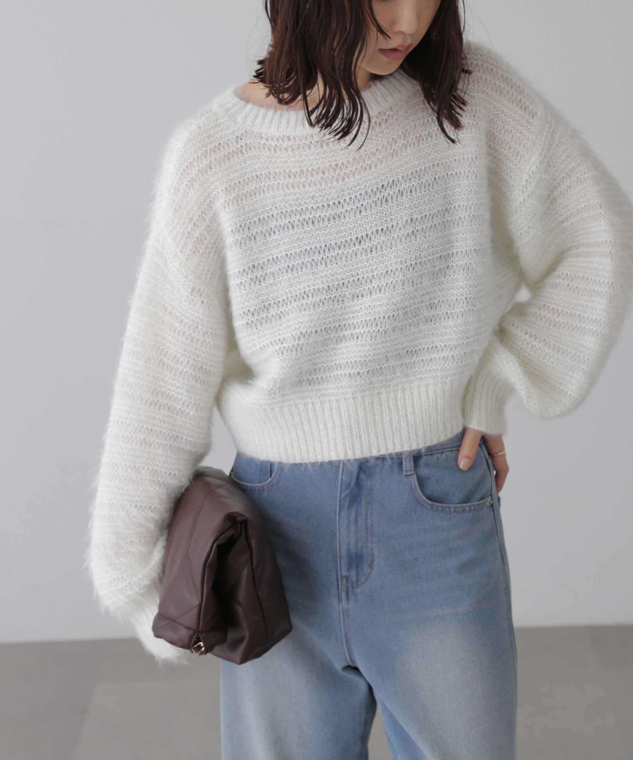  「ラメフェザーモヘヤライクニット」|ニット・セーター|