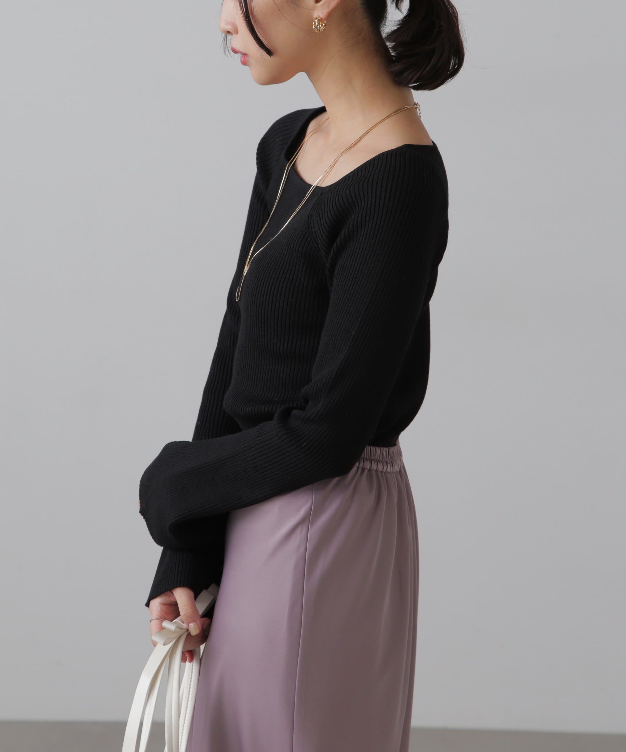  「スクエアネック袖フレアニット」|ニット・セーター|