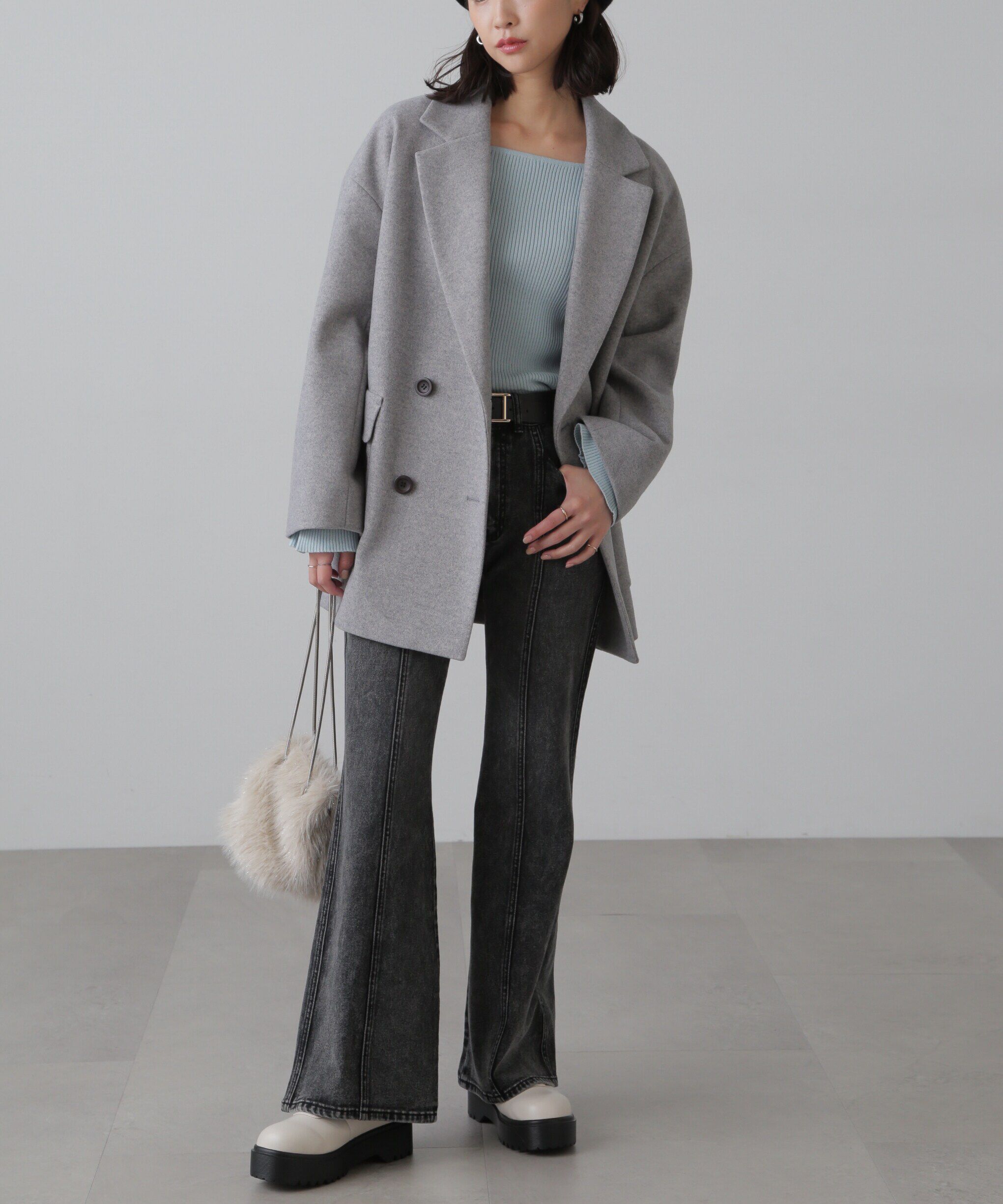  「スクエアネック袖フレアニット」|ニット・セーター|