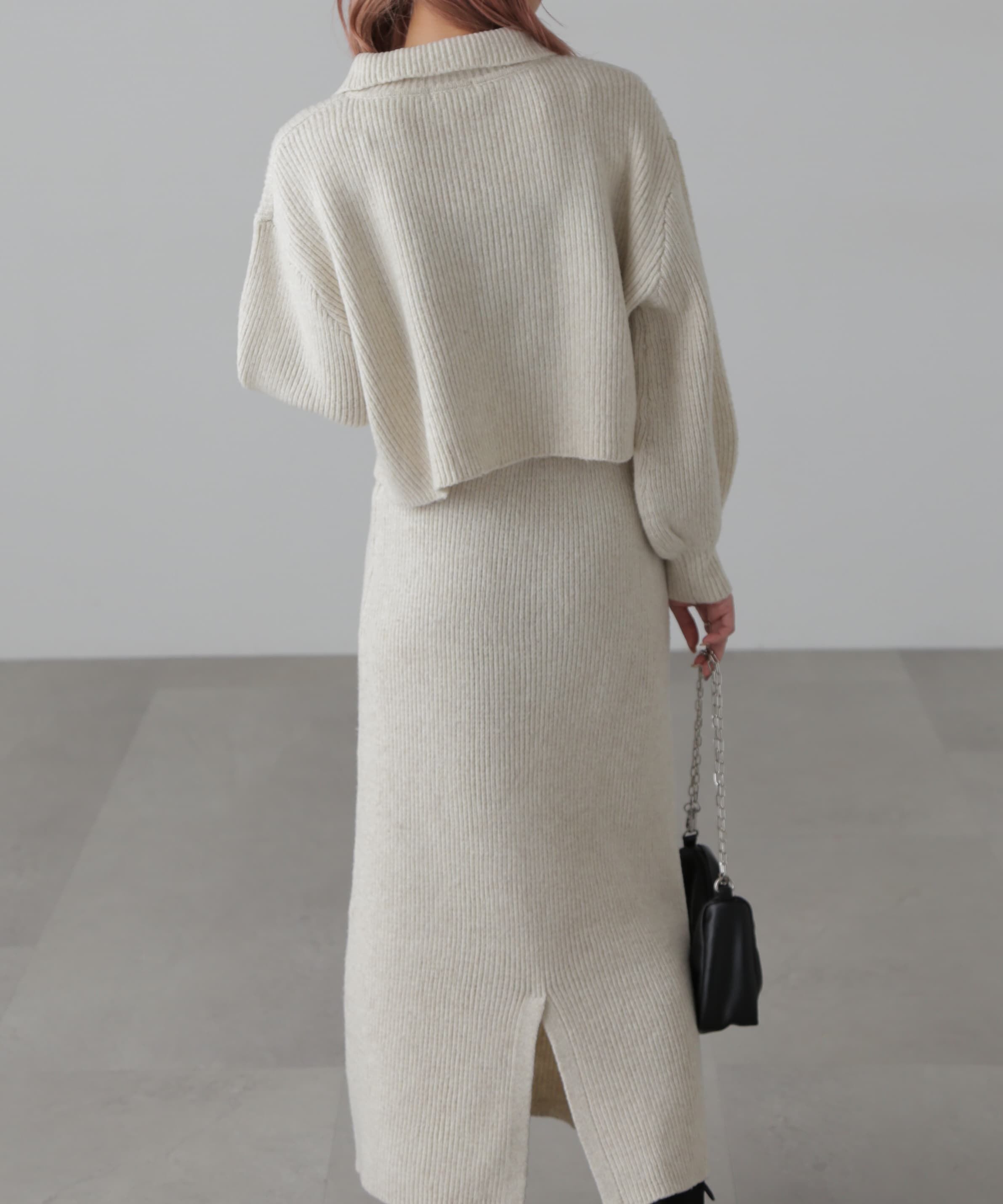  「ハーフジップニット&times;ナロースカートセットアップ」|ワンピース|