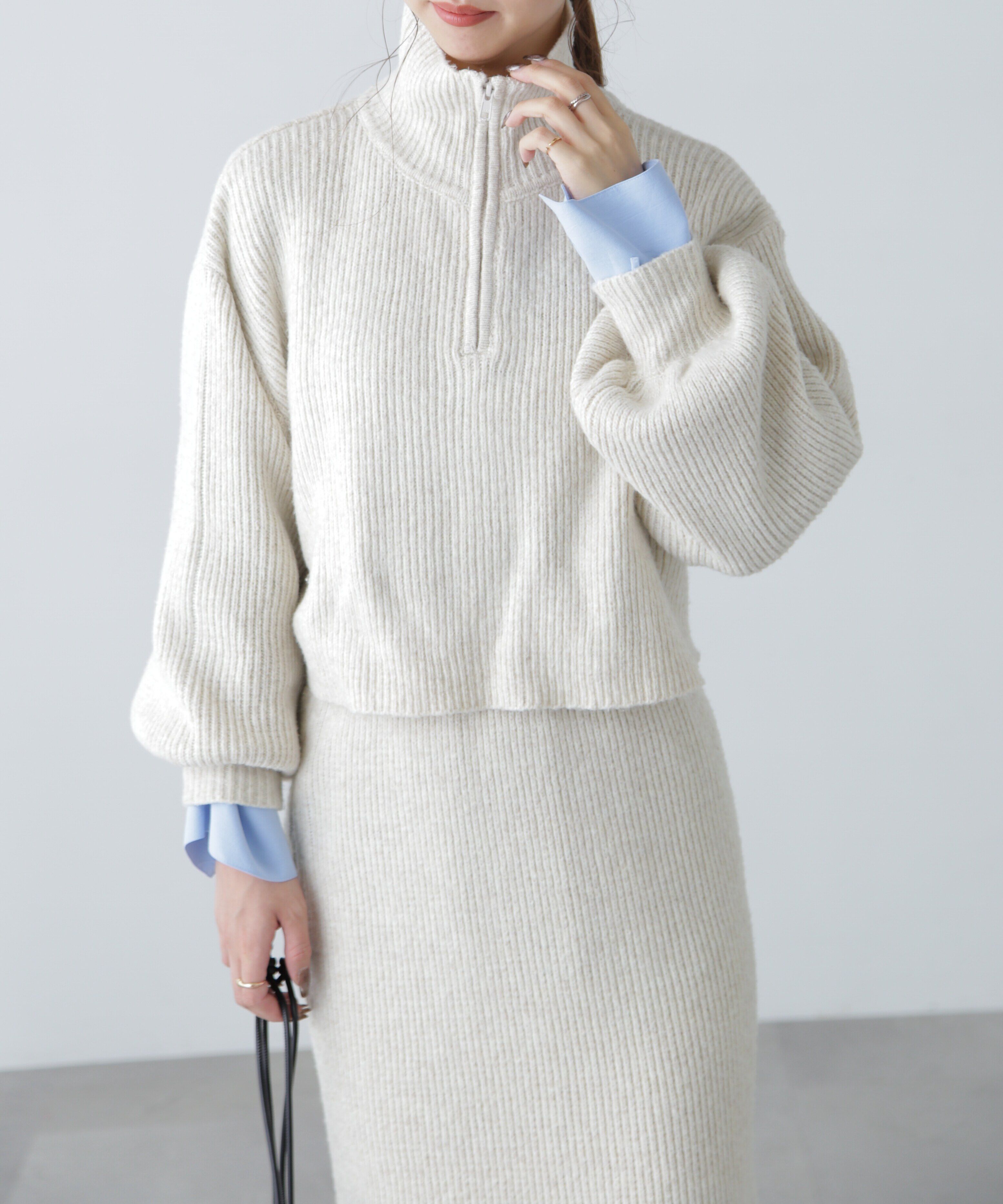  「ハーフジップニット&times;ナロースカートセットアップ」|ワンピース|