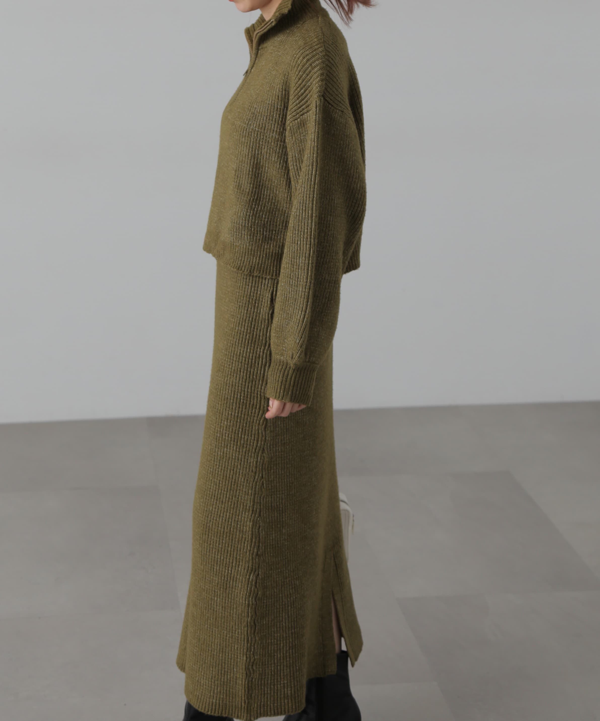  「ハーフジップニット&times;ナロースカートセットアップ」|ワンピース|