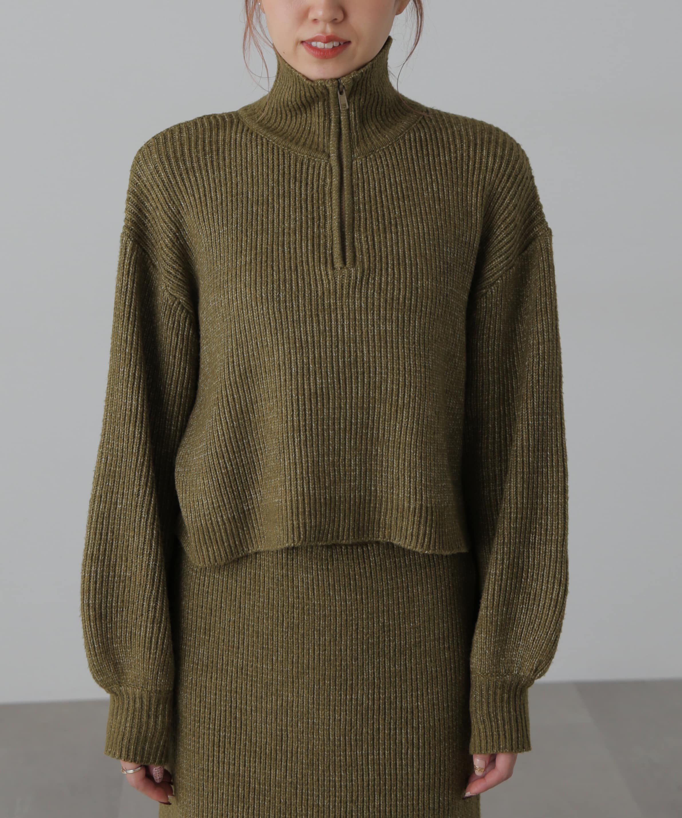  「ハーフジップニット&times;ナロースカートセットアップ」|ワンピース|