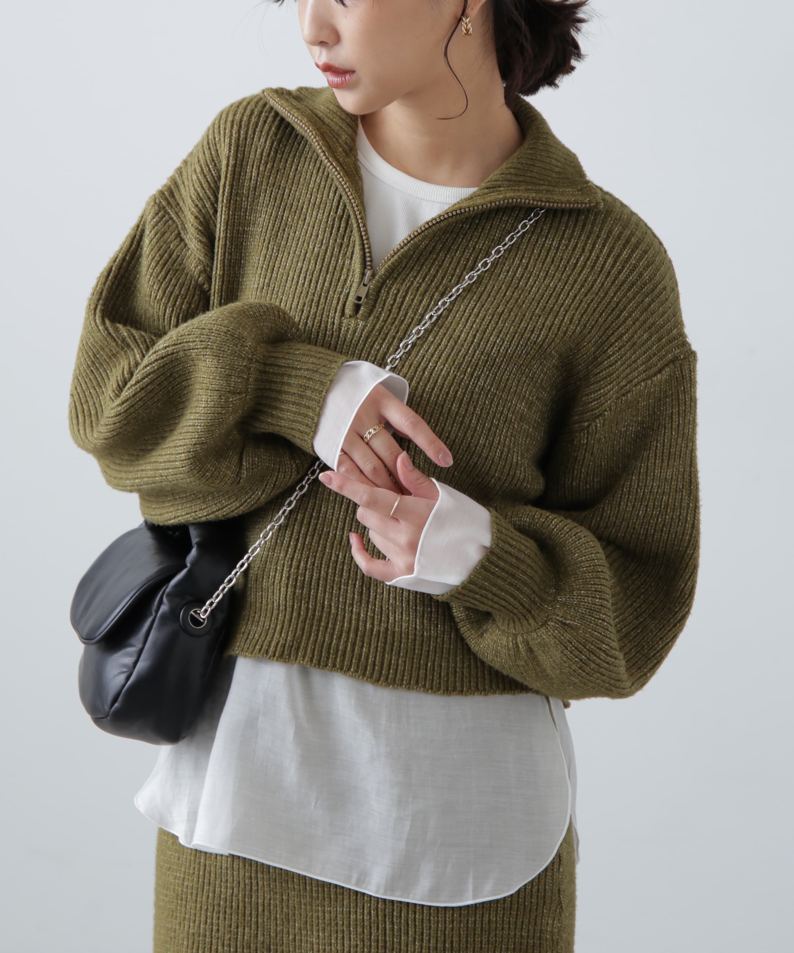  「ハーフジップニット&times;ナロースカートセットアップ」|ワンピース|