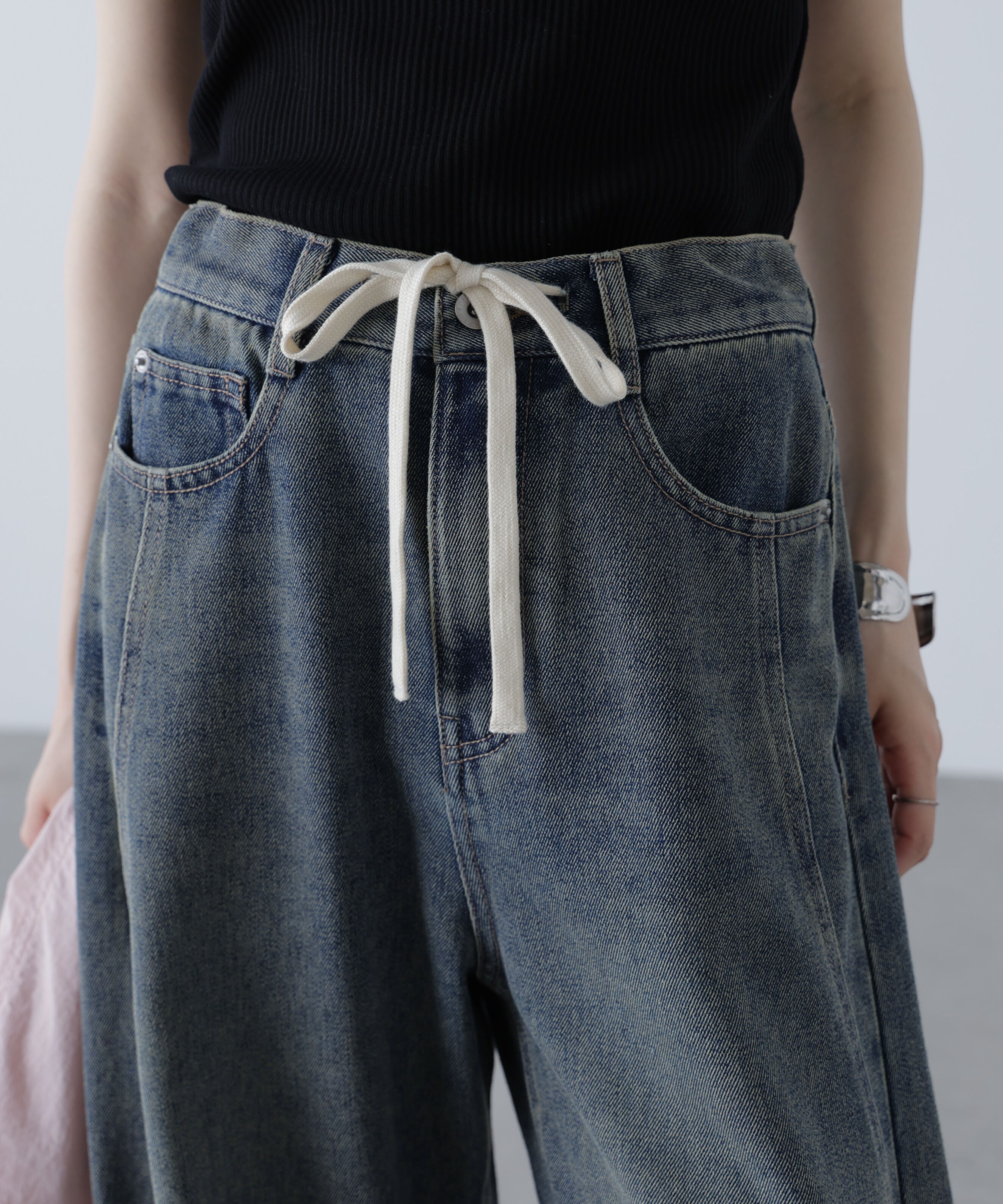  「ドロストバレルレッグデニムパンツ」|その他|