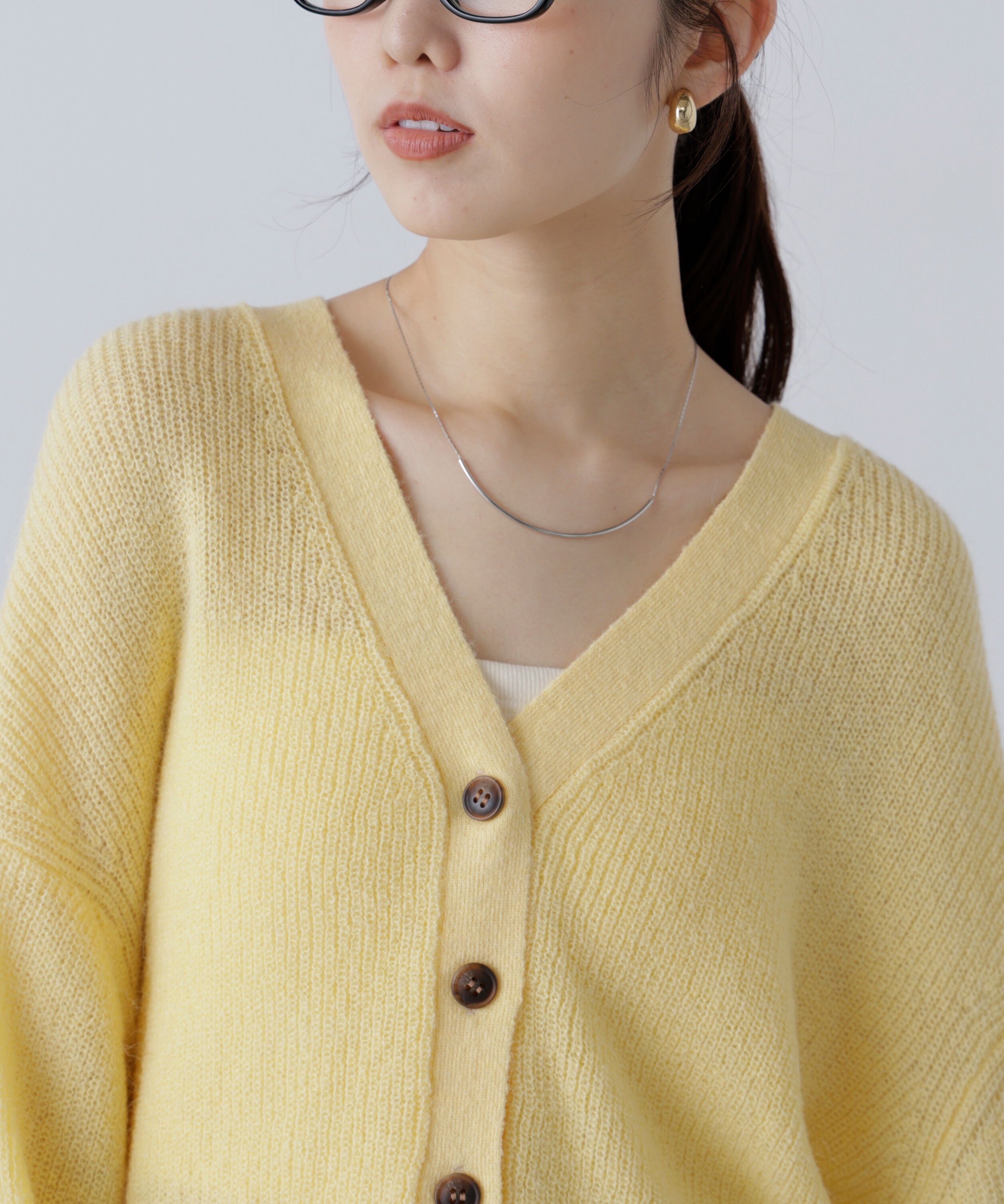  「5GモヘヤタッチVネックカーディガン」|ニット・セーター|