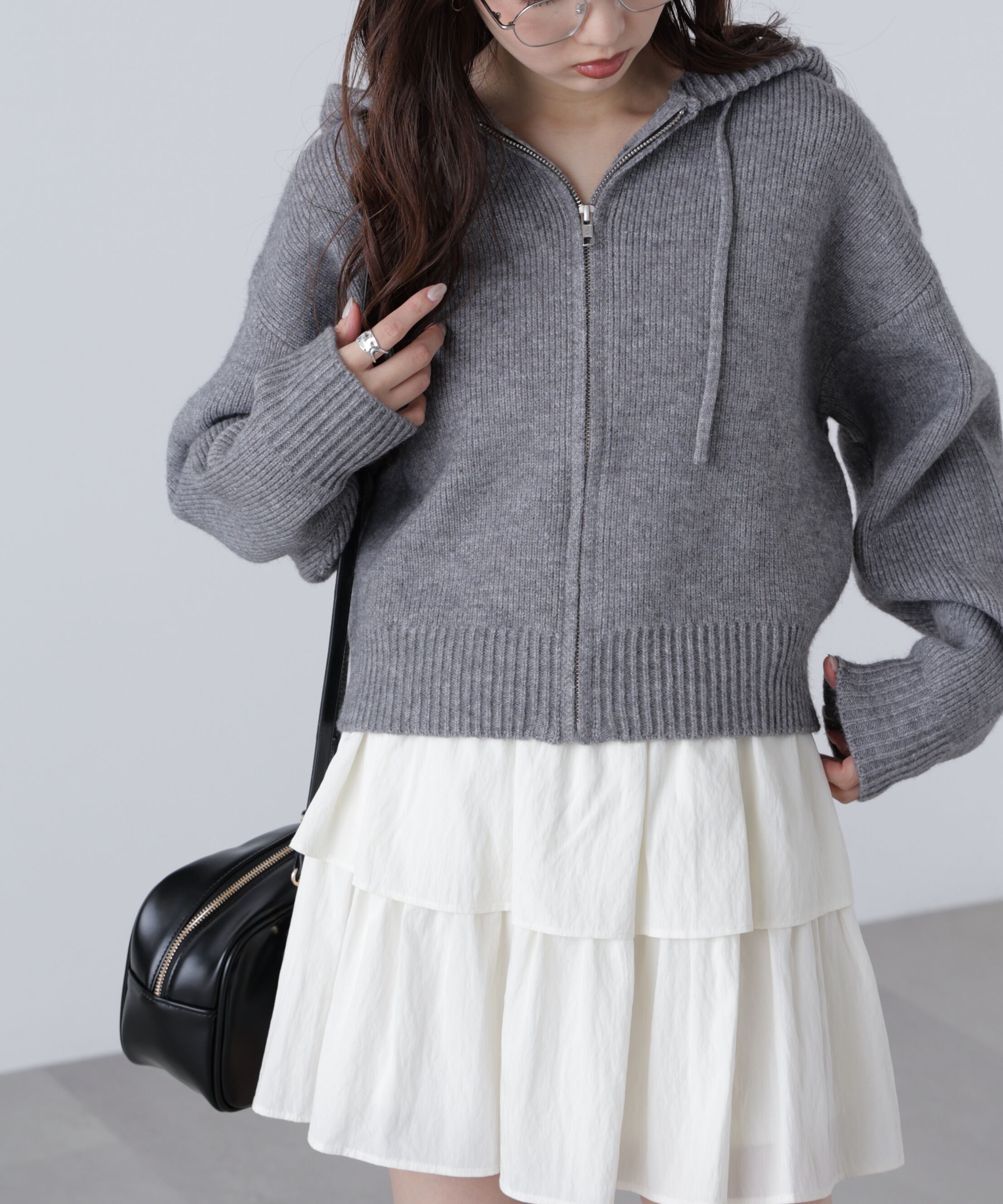  「ジップニットパーカー」|ニット・セーター|