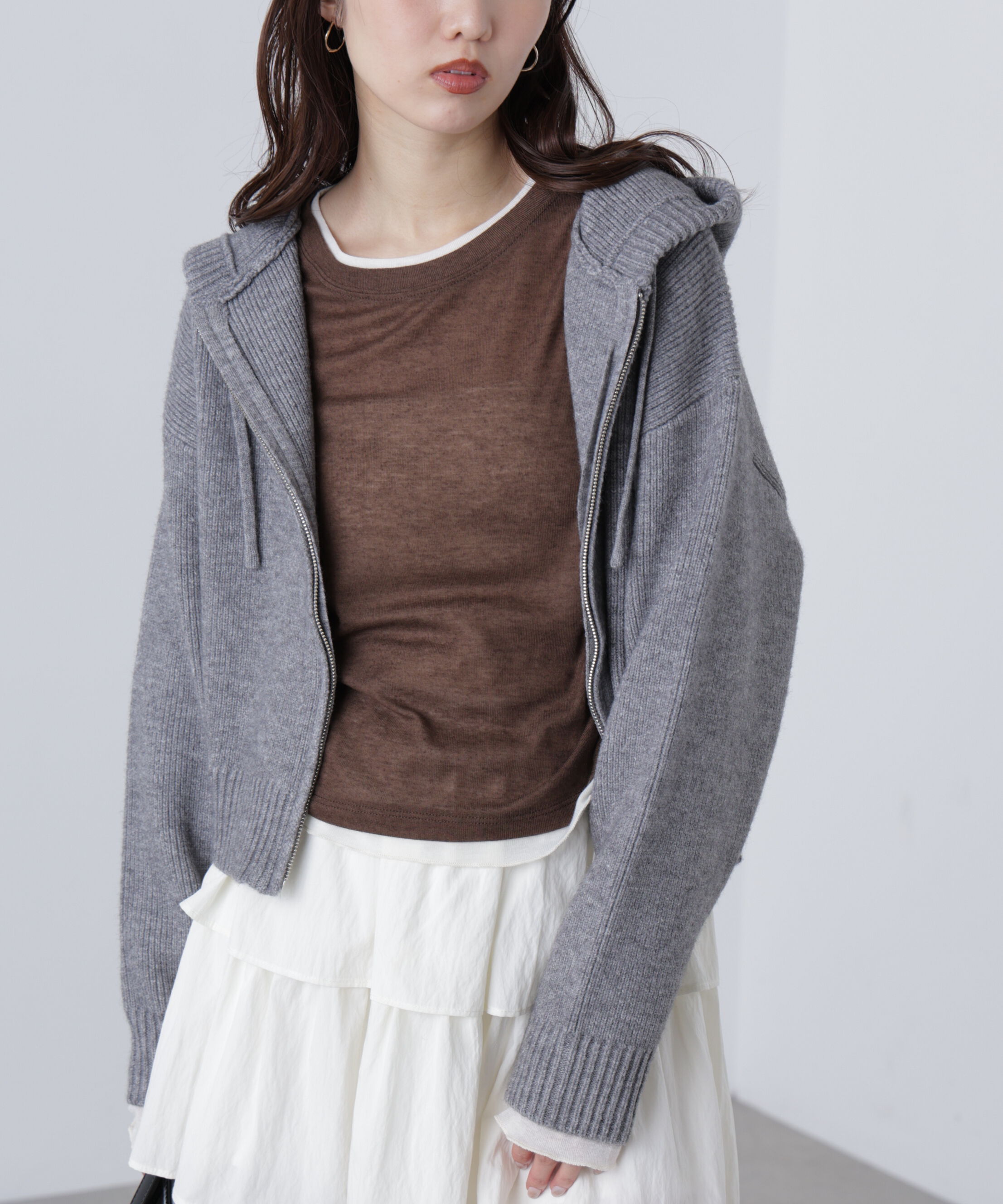  「ジップニットパーカー」|ニット・セーター|