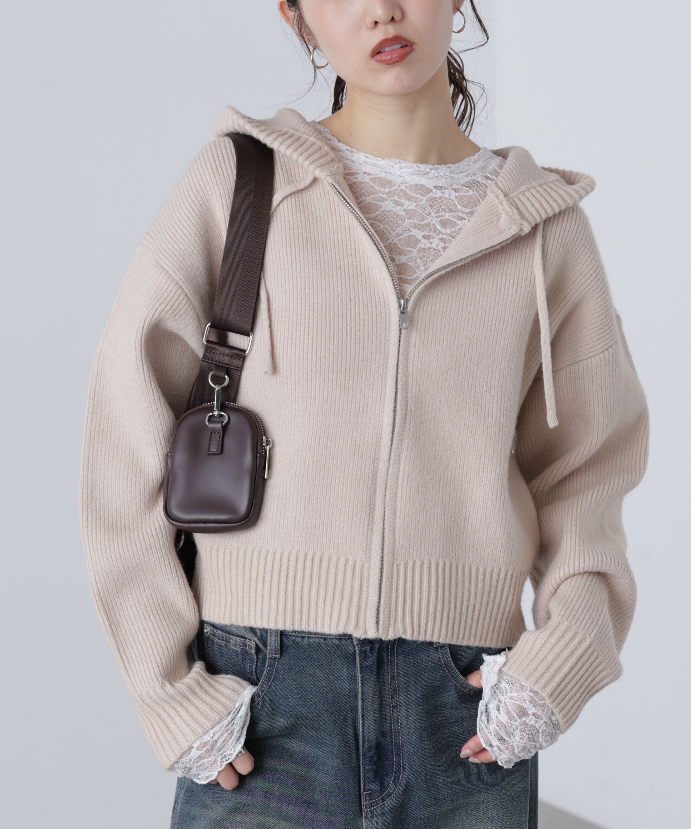  「ジップニットパーカー」|ニット・セーター|