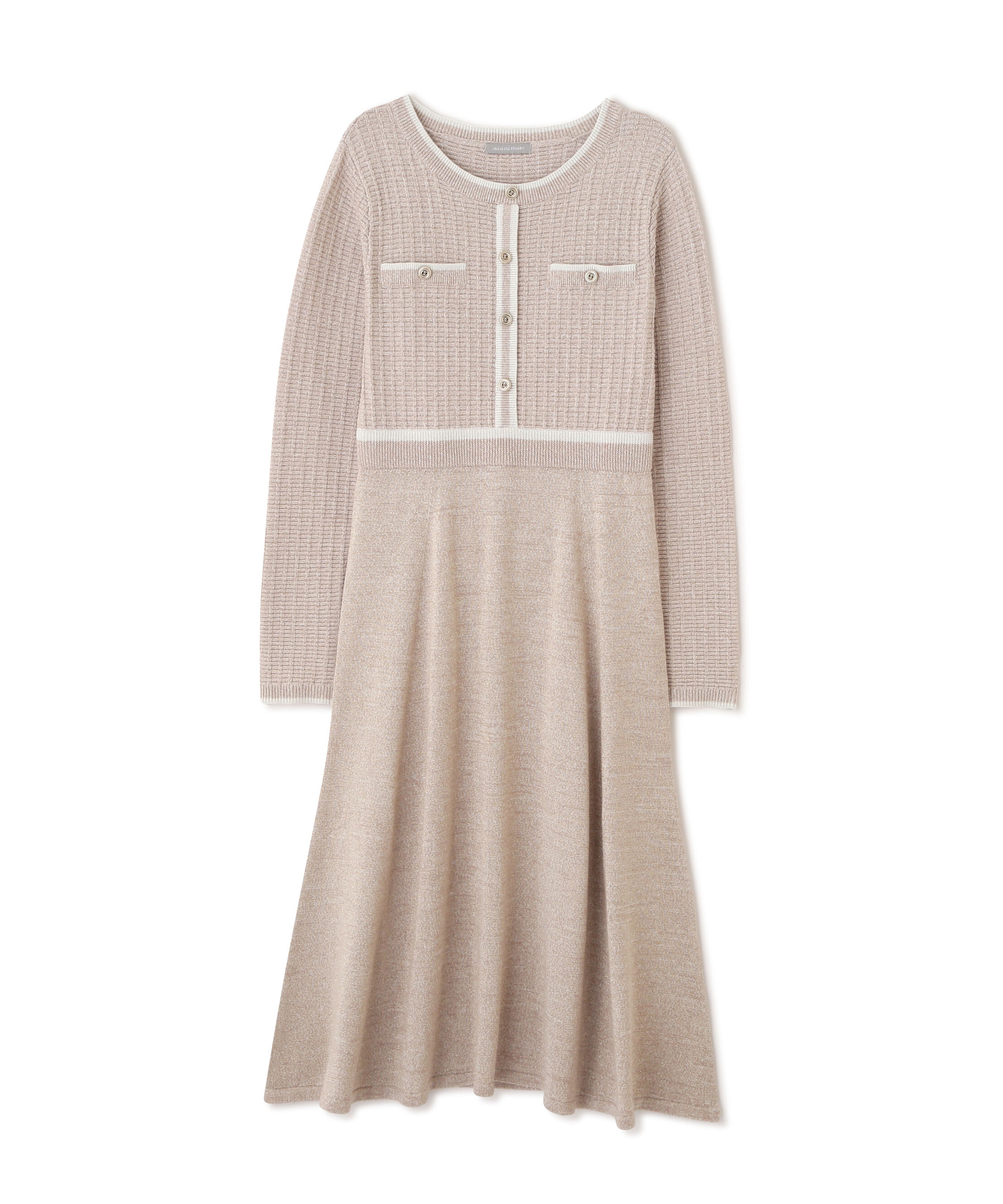  「ラメツイード配色ニットワンピース」|ワンピース|