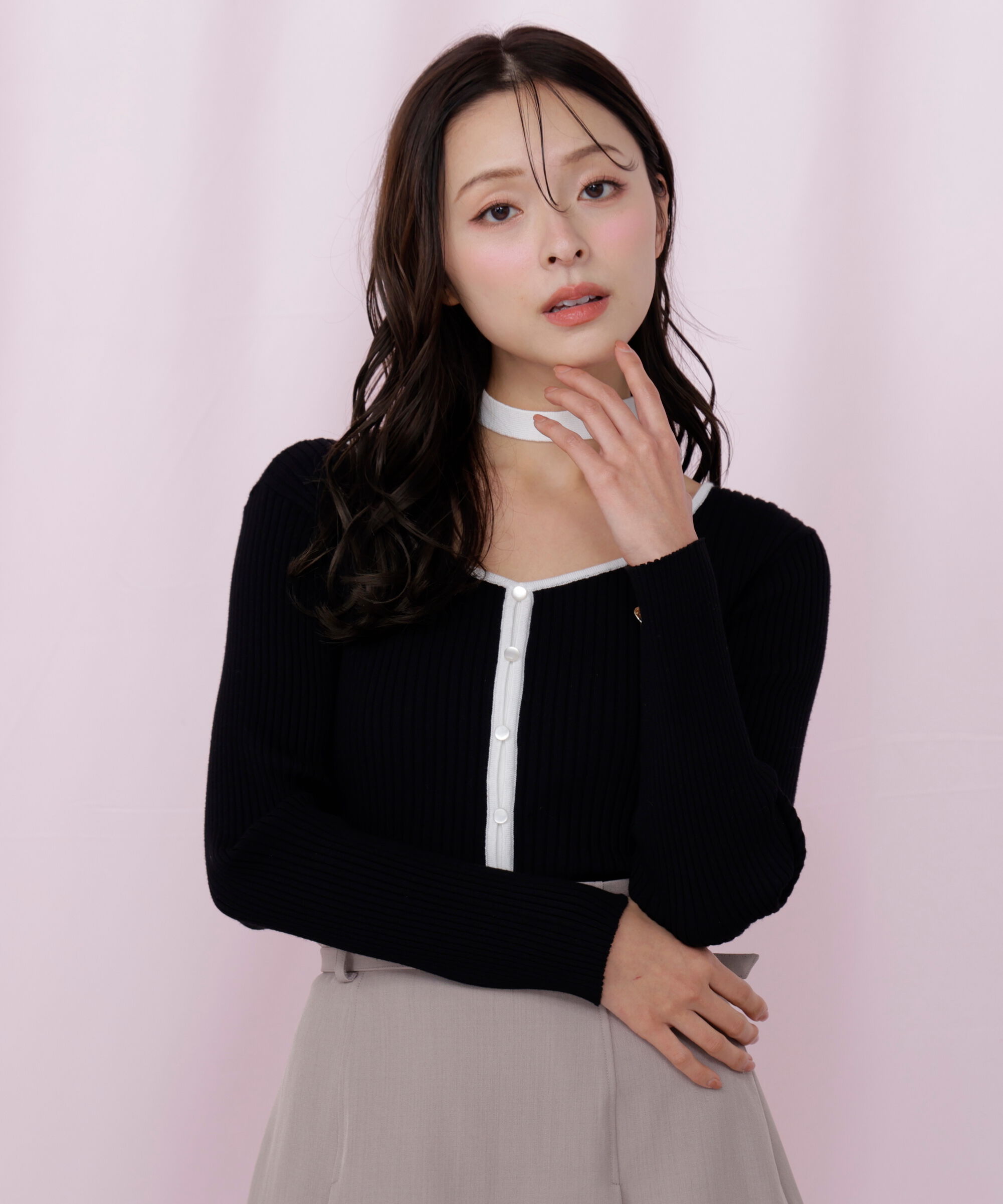  「チョーカー付きスクエアニット」|ニット・セーター|