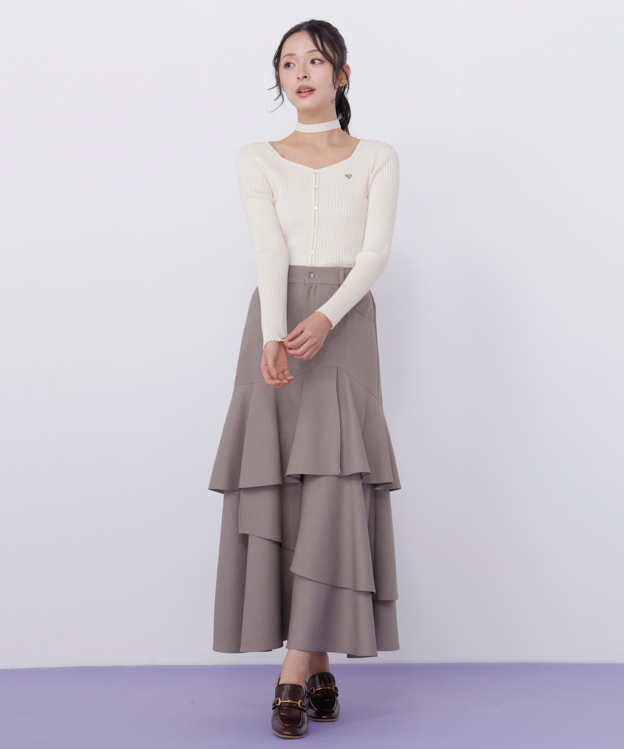  「チョーカー付きスクエアニット」|ニット・セーター|