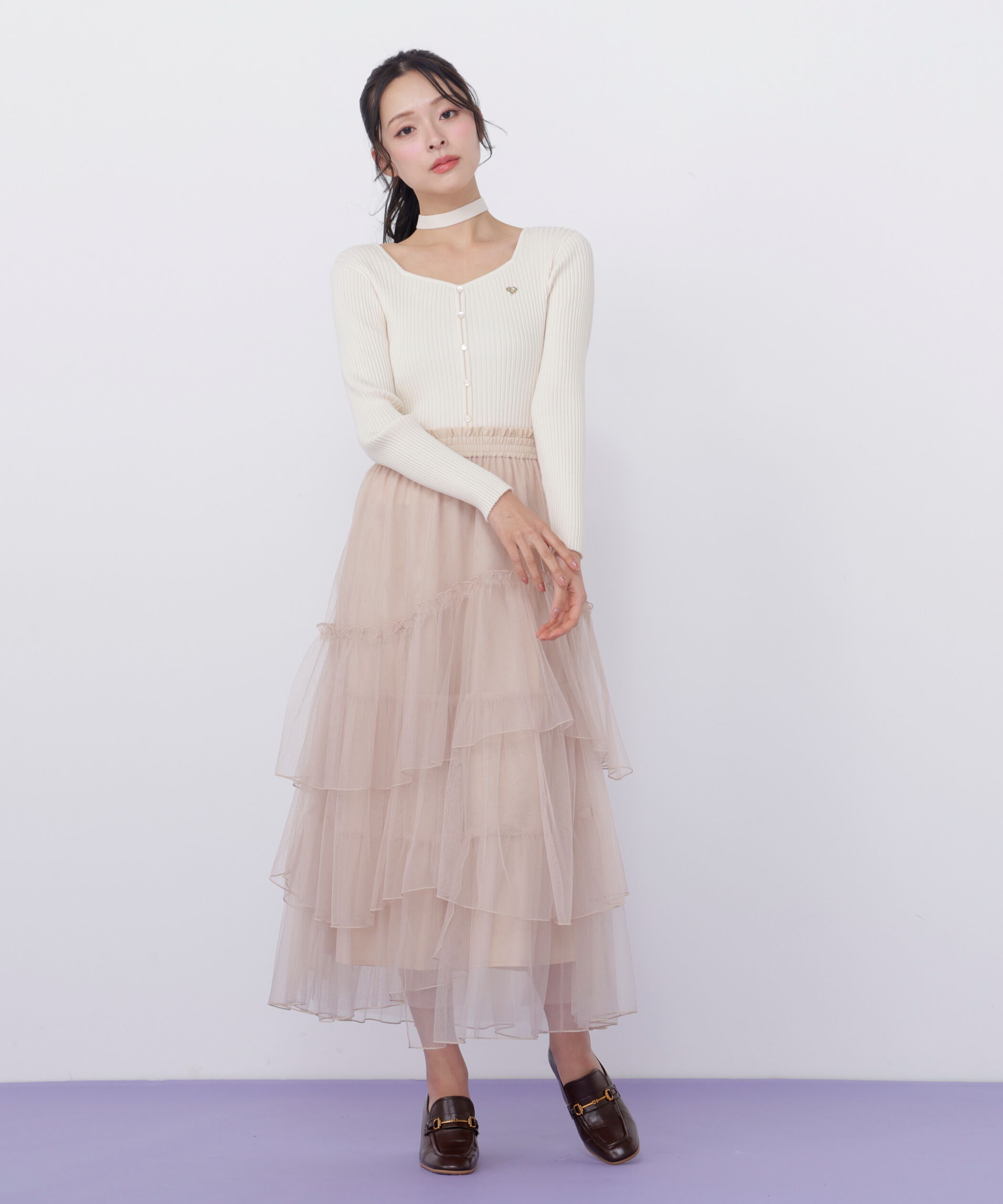  「チョーカー付きスクエアニット」|ニット・セーター|