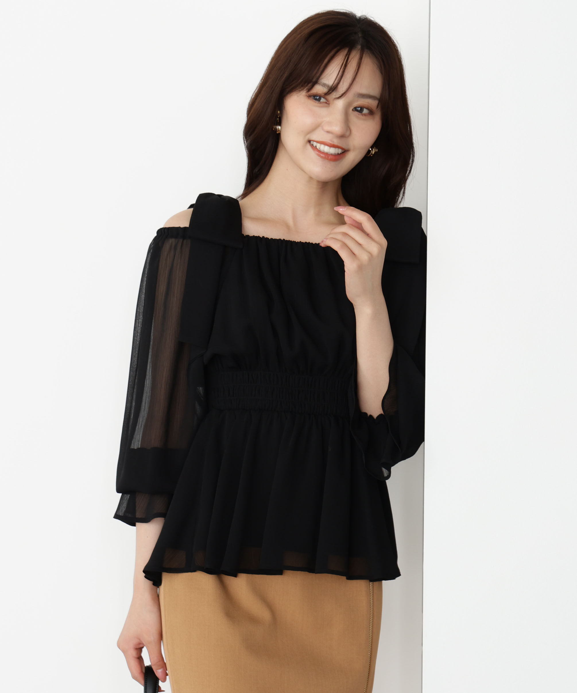 PROPORTION BODY DRESSING「ショルダーリボンシャーリングブラウス」|シャツ・ブラウス|