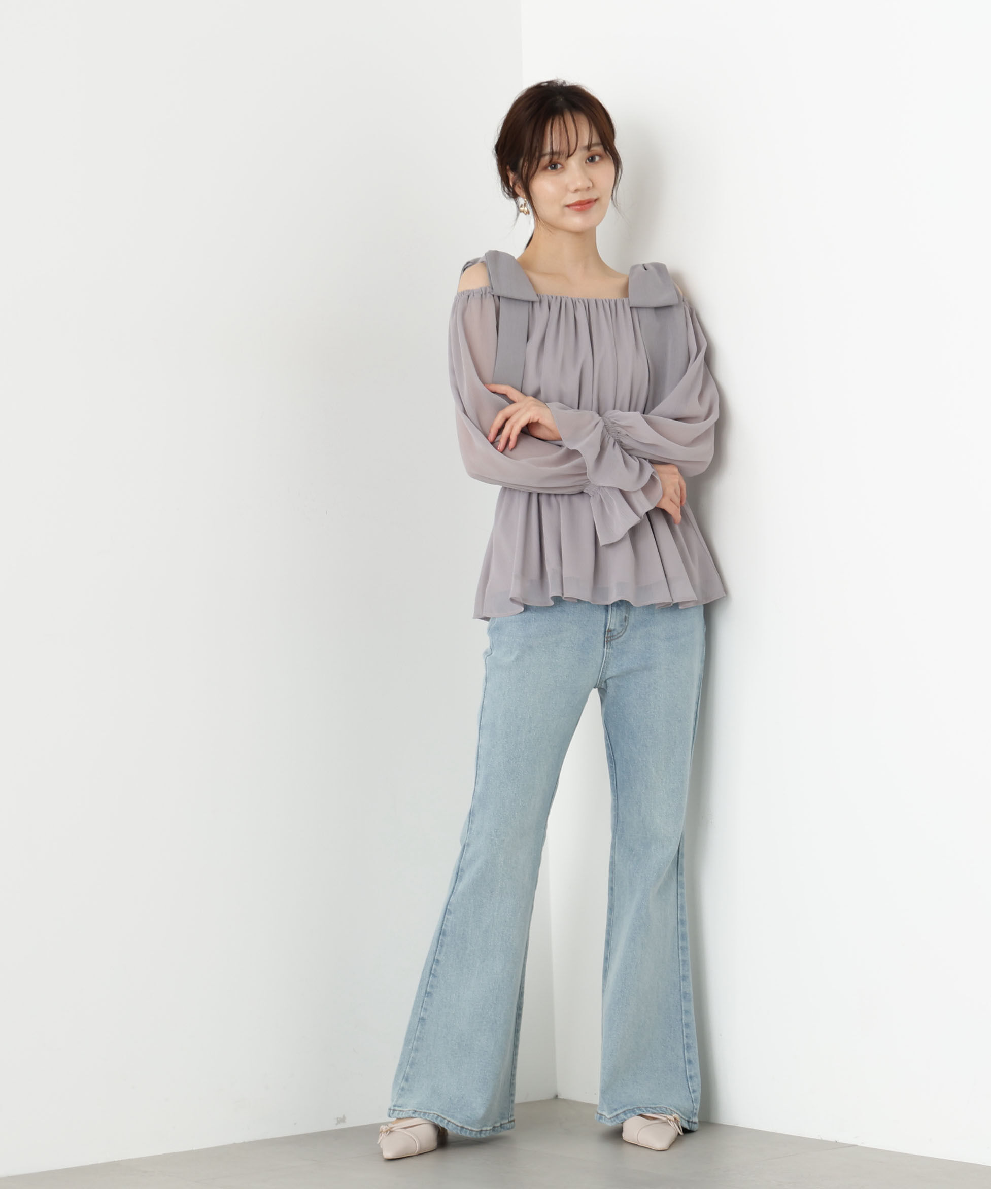 PROPORTION BODY DRESSING「ショルダーリボンシャーリングブラウス」|シャツ・ブラウス|