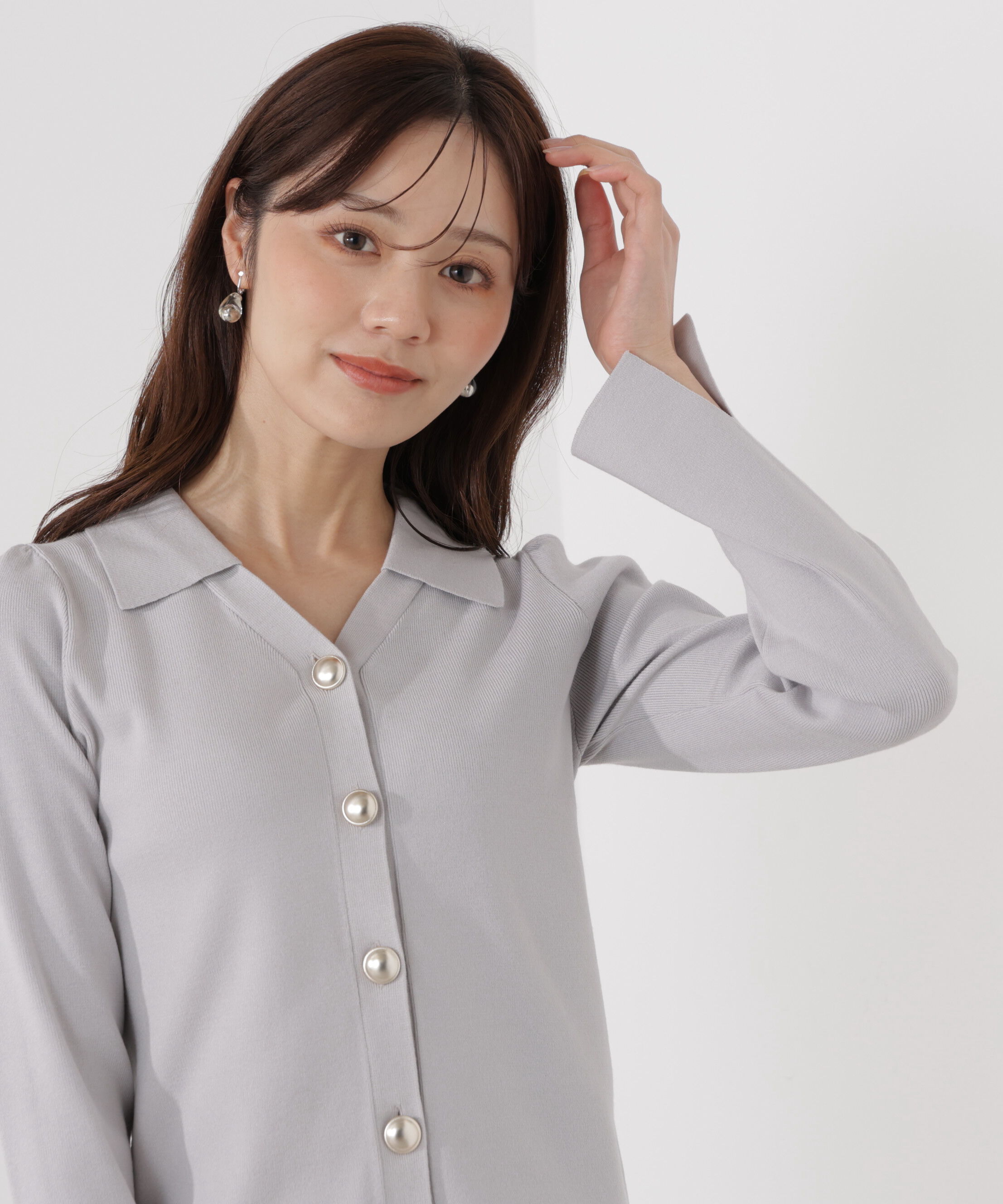 PROPORTION BODY DRESSING「＜ウォッシャブル/UV＞衿付き総針ニット」|ニット・セーター|