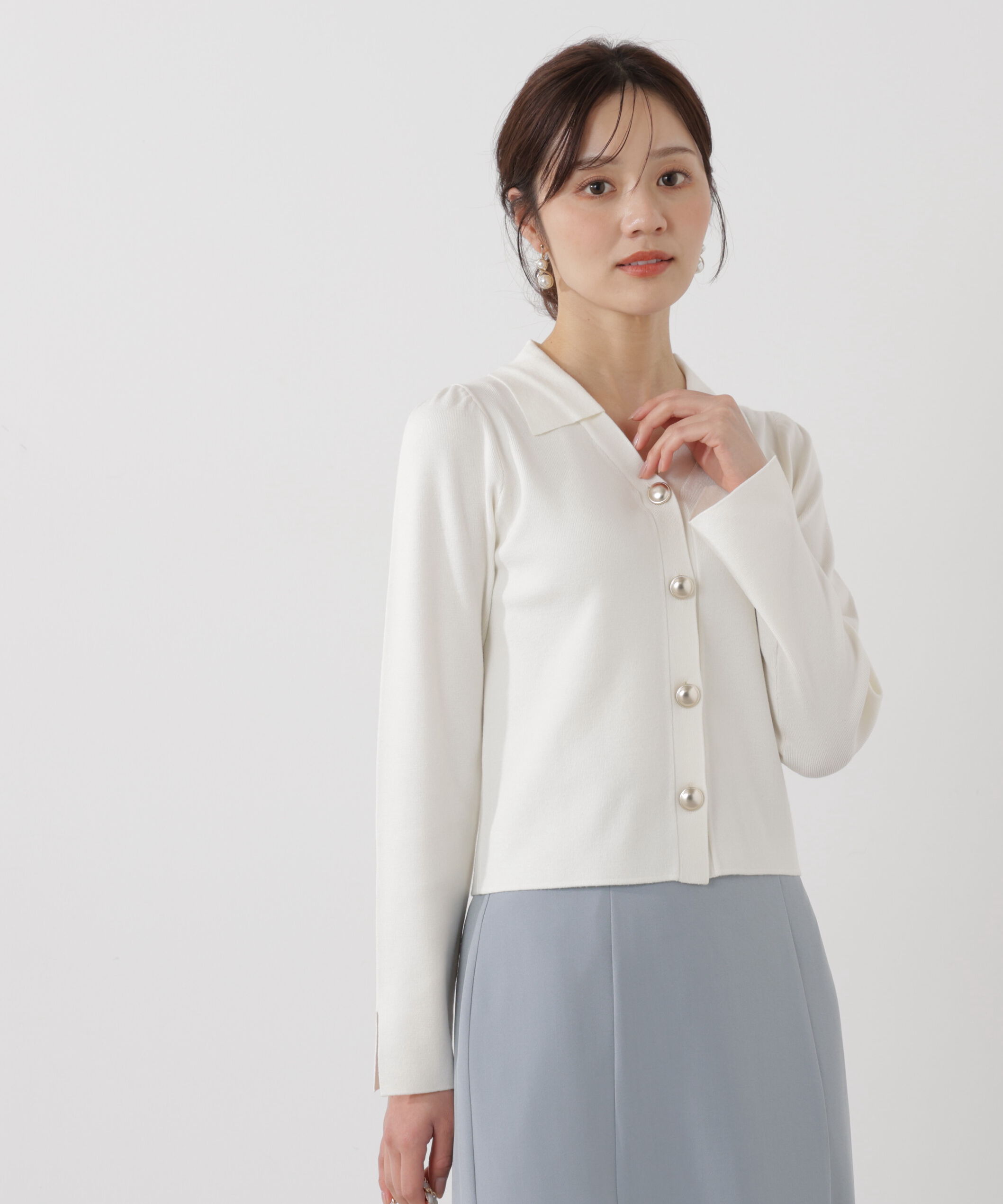 PROPORTION BODY DRESSING「＜ウォッシャブル/UV＞衿付き総針ニット」|ニット・セーター|