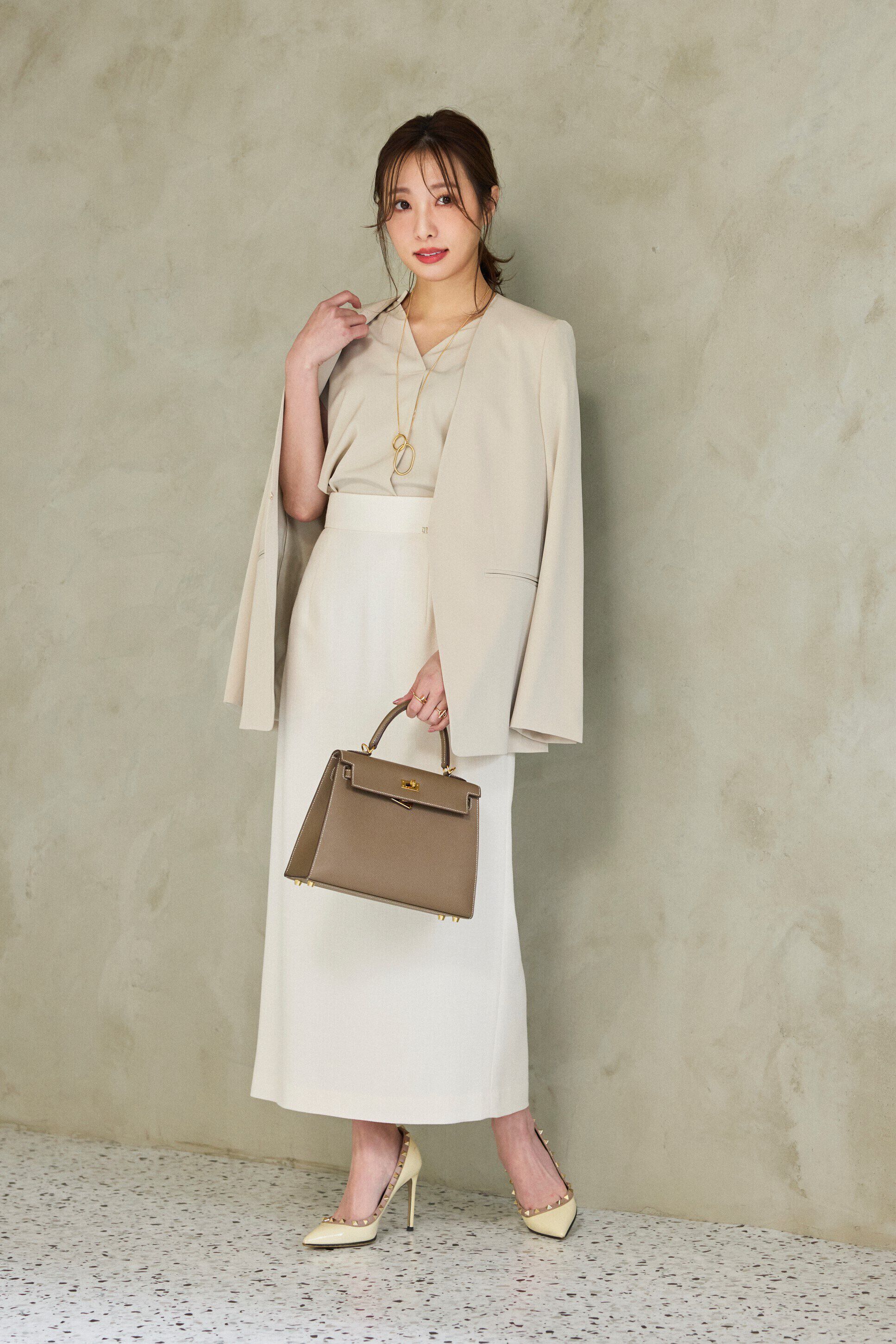  「◆サイドボタンロングスカート」|スカート|エクリュ1