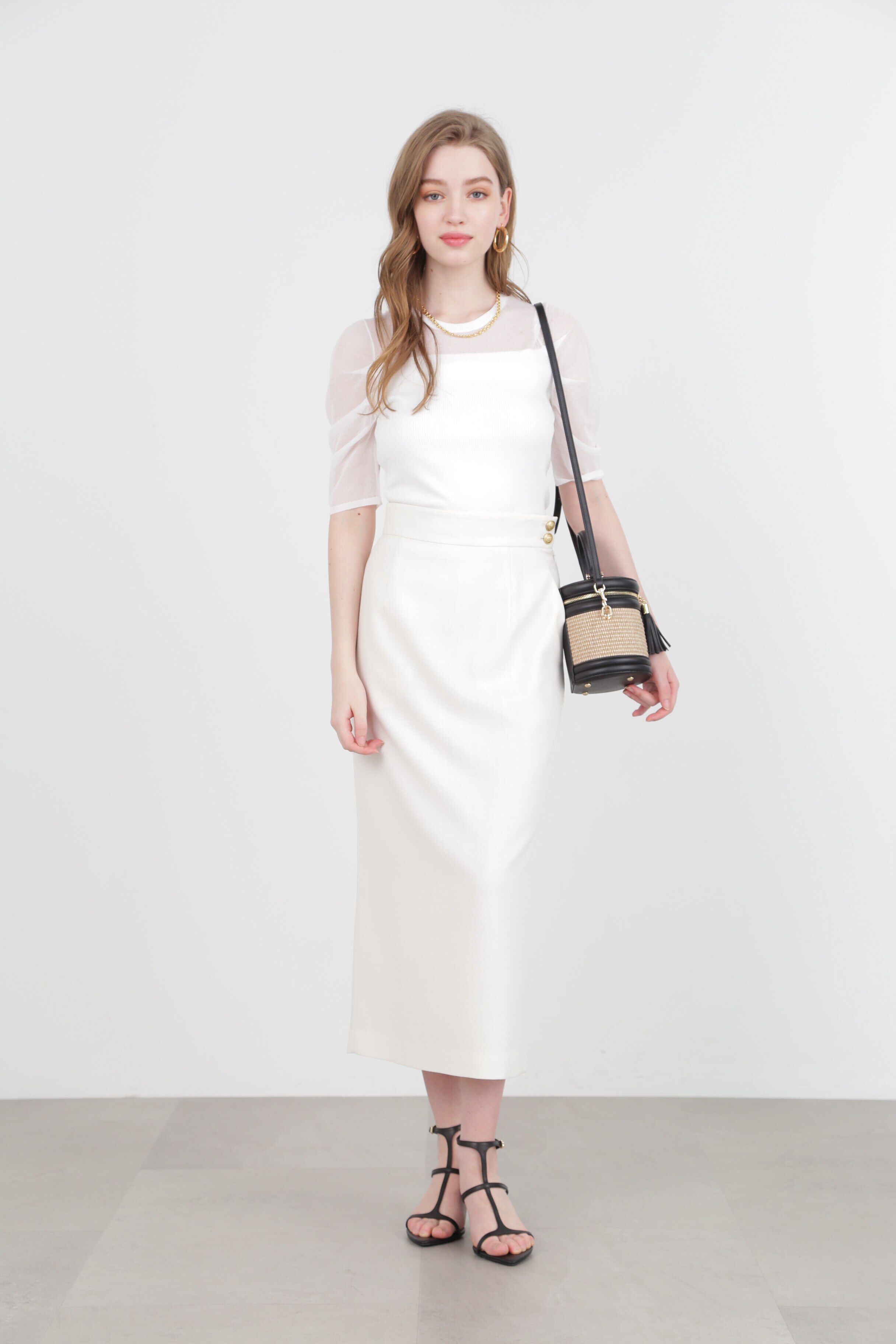  「◆サイドボタンロングスカート」|スカート|