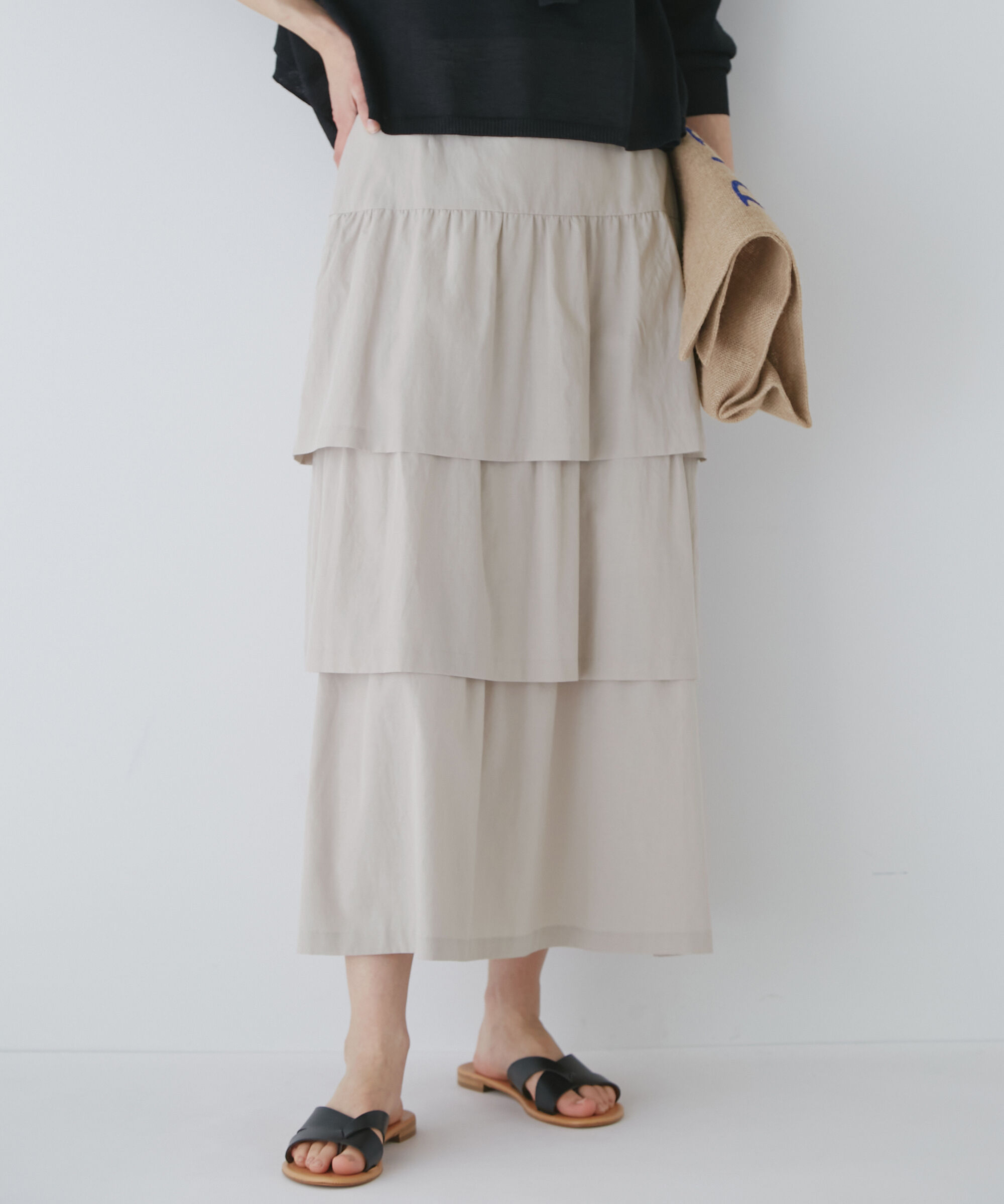  「◆ティアードスカート」|スカート|グレージュ2
