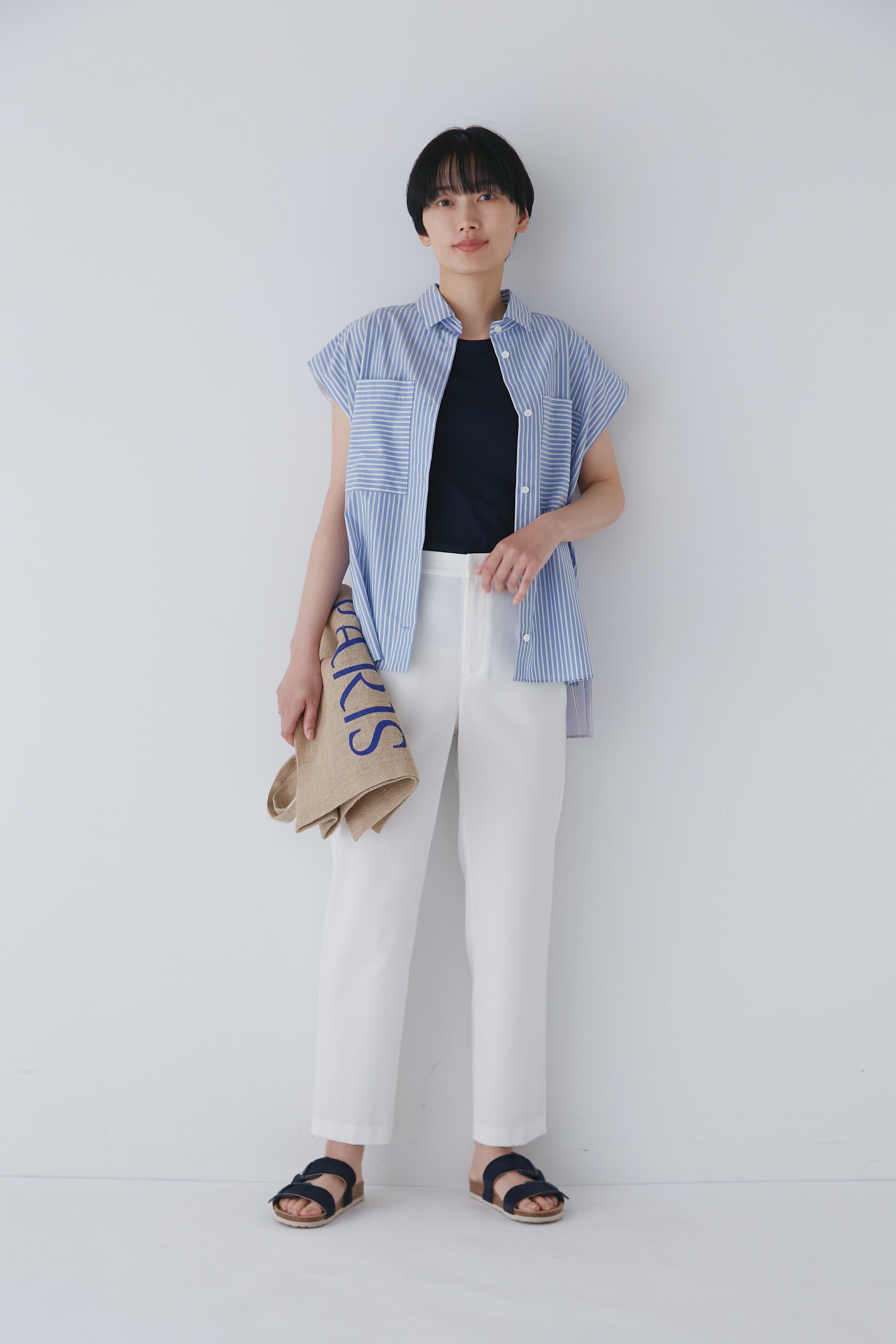  「◆バイカラーストライプブラウス」|シャツ・ブラウス|