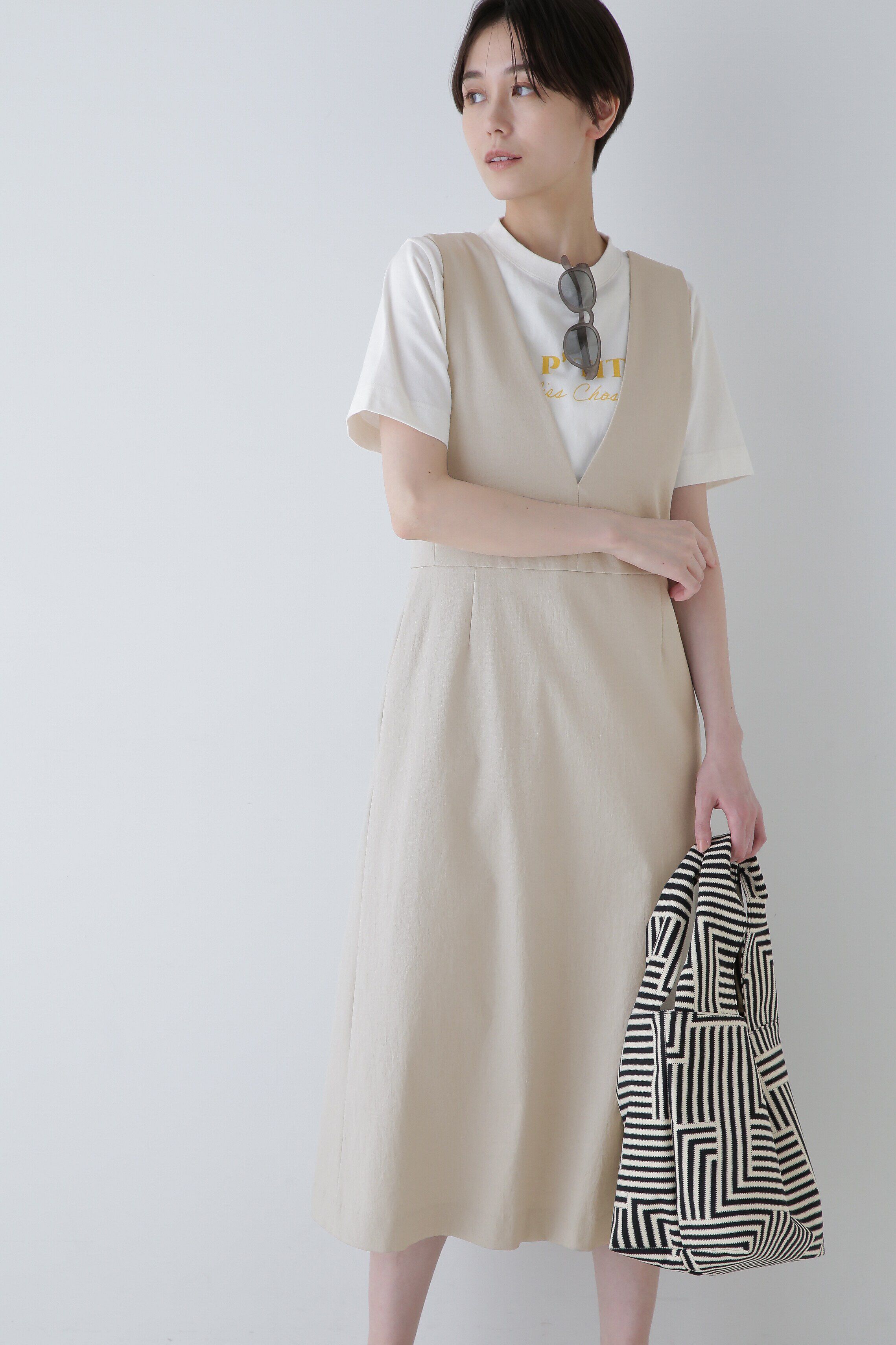  「◆ドビストレッチワンピース」|ワンピース|グレージュ2