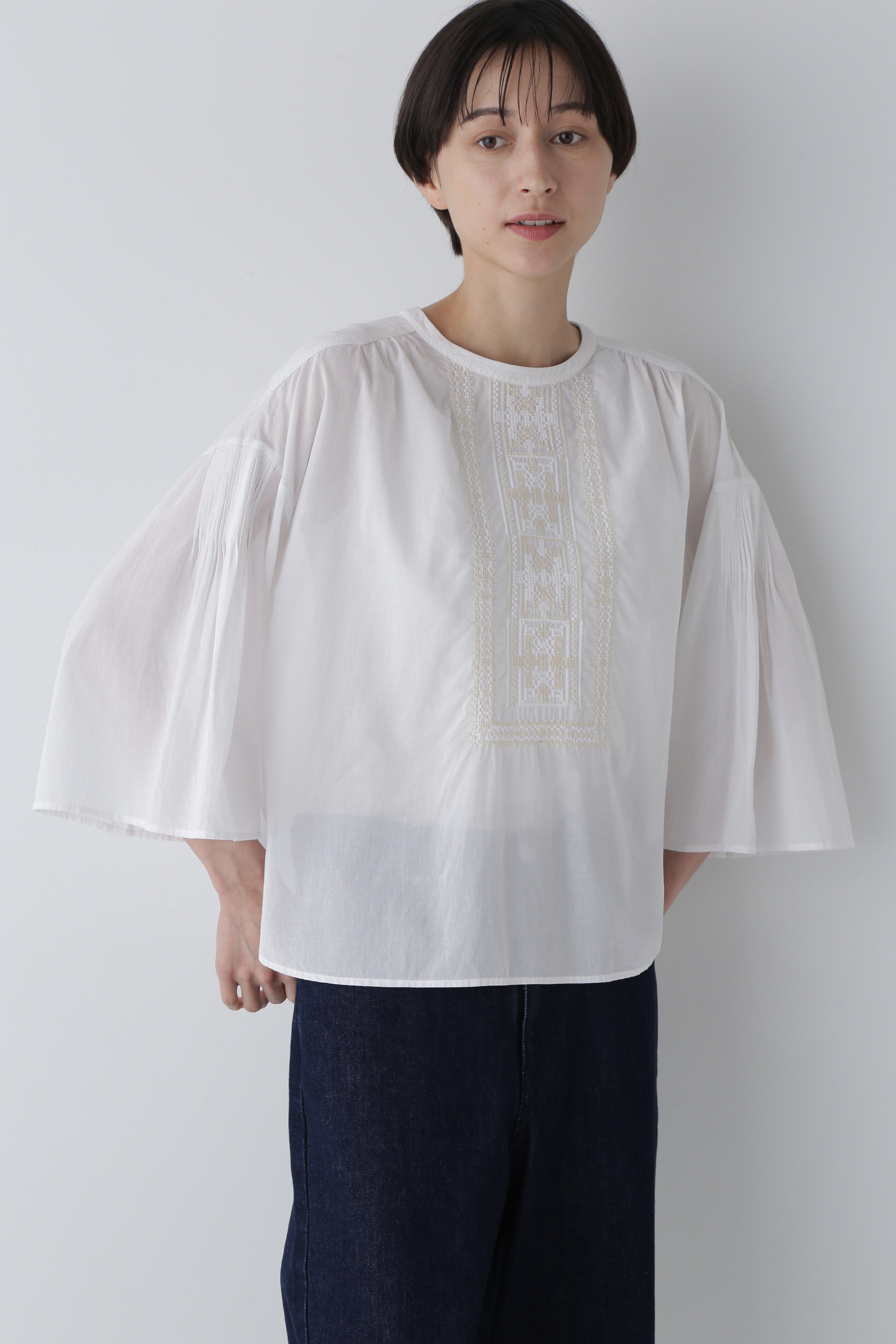  「◆インド刺繍コットンボイルブラウス」|シャツ・ブラウス|ホワイト
