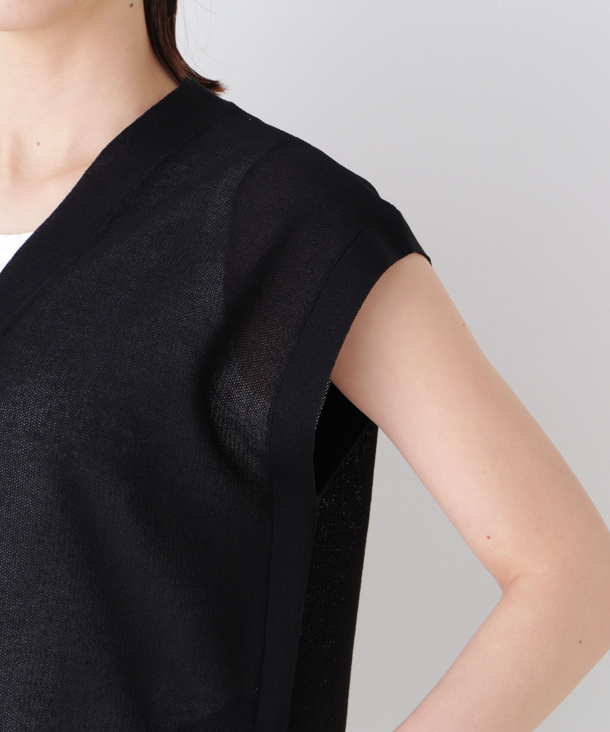  「◆綿ナイロン鹿の子ジレ」|ニット・セーター|