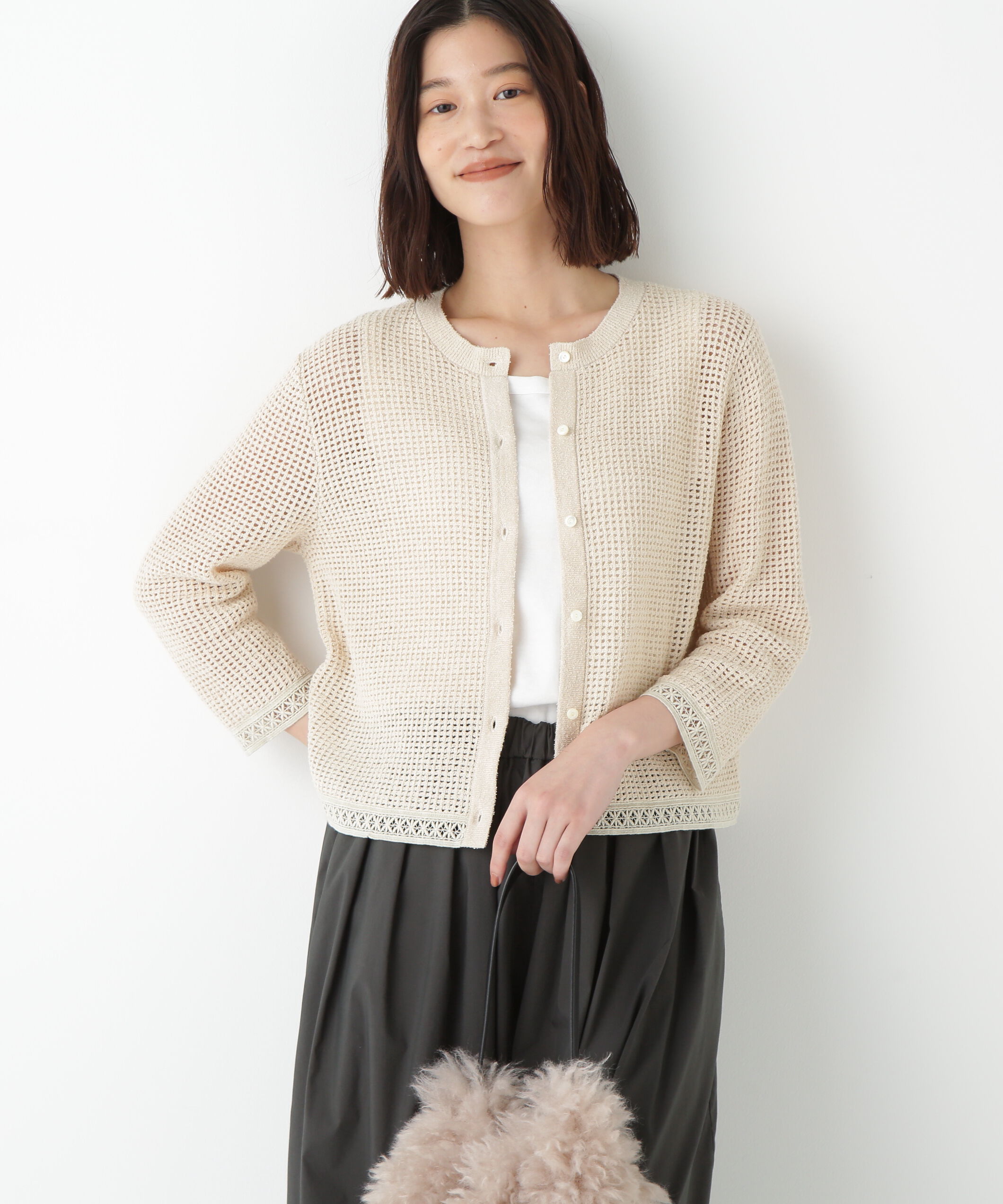  「◆透かしブークレニットカーディガン」|ニット・セーター|