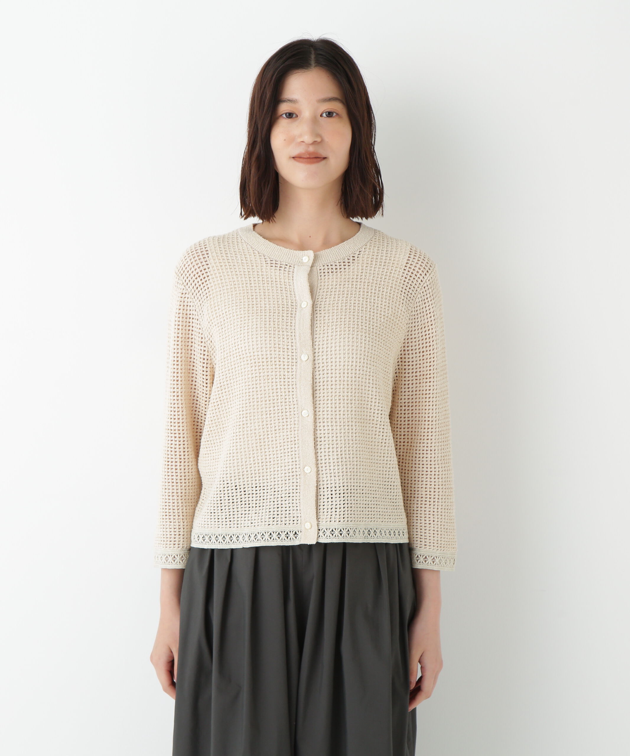  「◆透かしブークレニットカーディガン」|ニット・セーター|