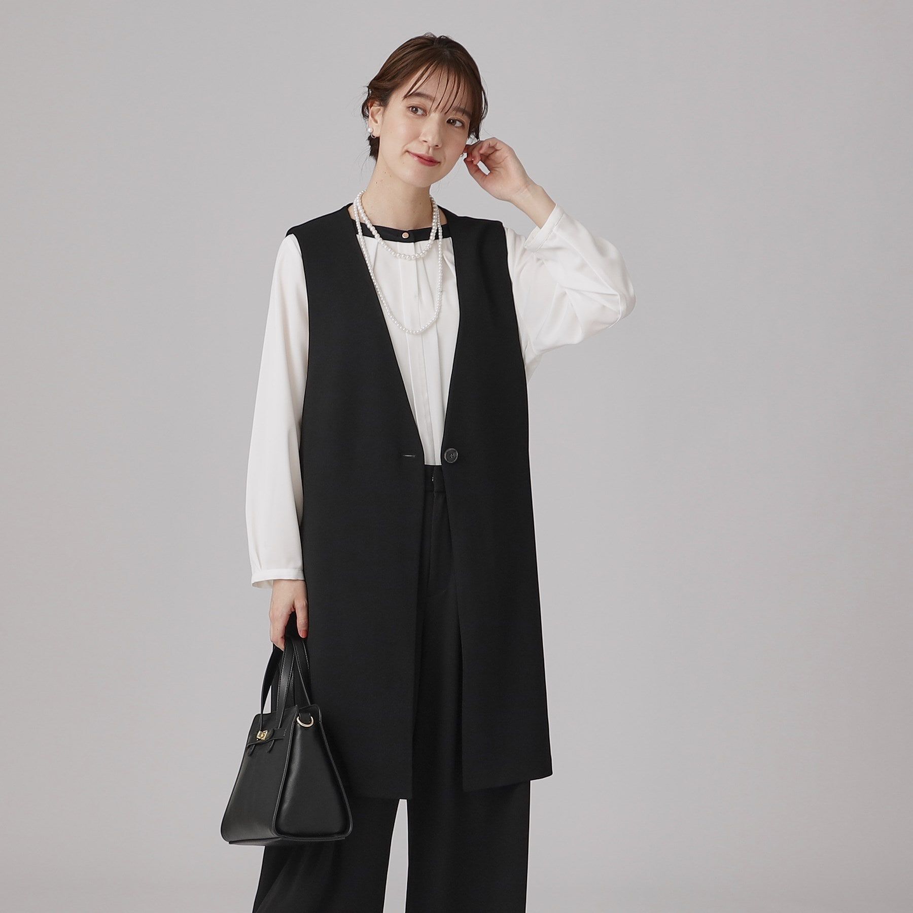 SHOO･LA･RUE「【通勤／デイリー／セットアップ可】マルチに使える カットジョーゼット ジレ」|ベスト・ジレ|