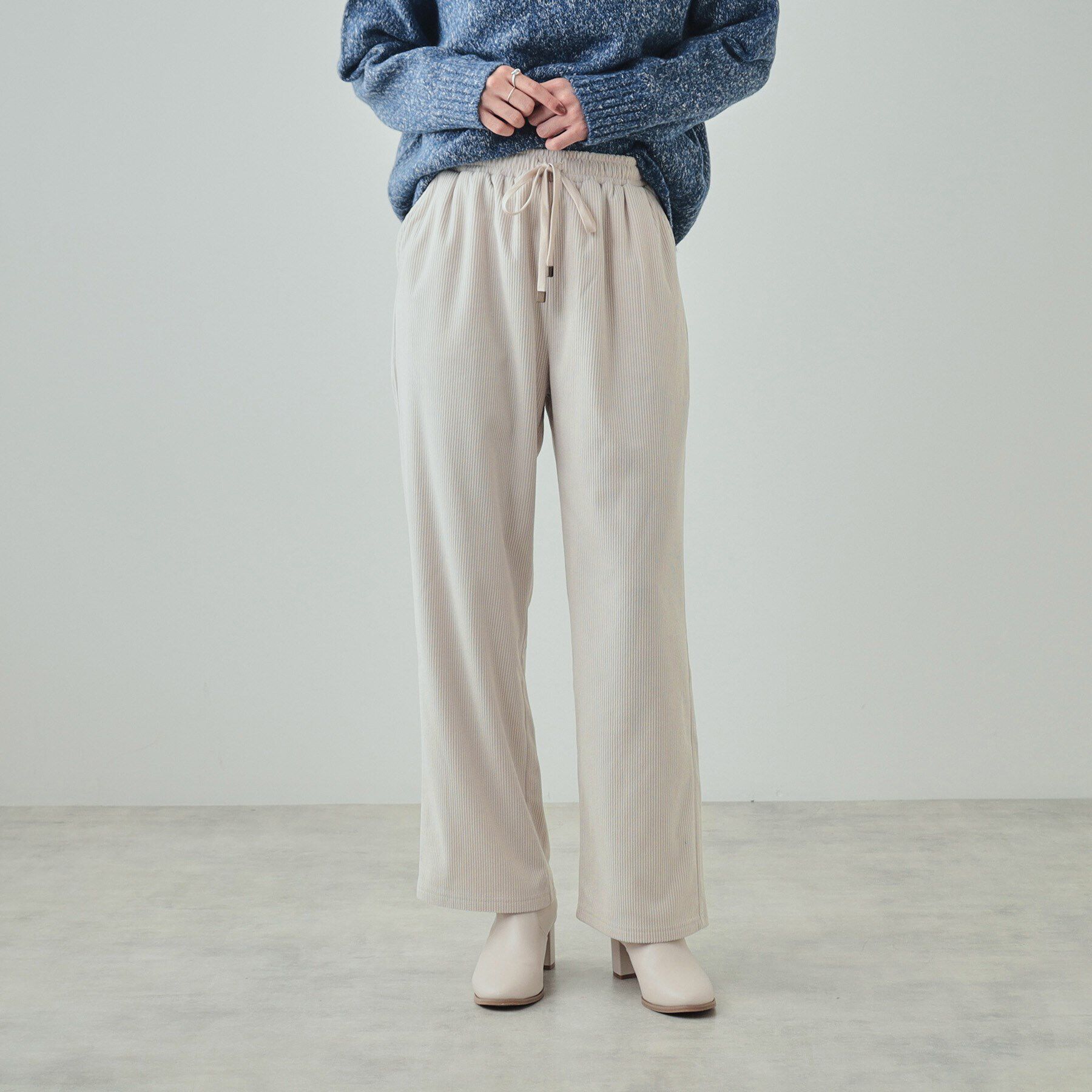 SHOO･LA･RUE「【高レビュー/洗える/SS-3L】きれいめカジュアルに あったか裏起毛 コーデュロイイージーワイドパ」|その他|