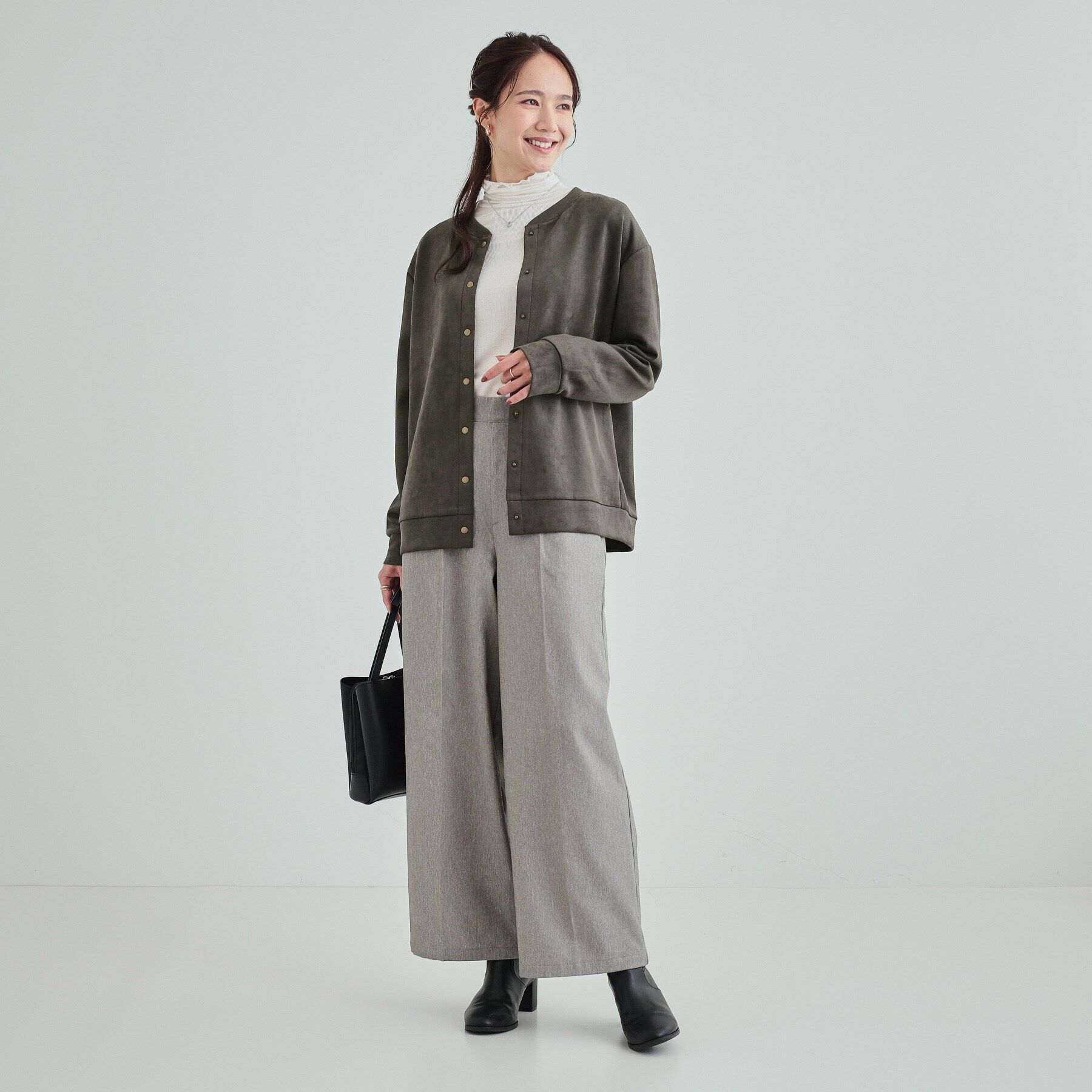 SHOO･LA･RUE「【S-LL】ゆったりと軽やかに やわらかスエード調カーディガン」|カーディガン|