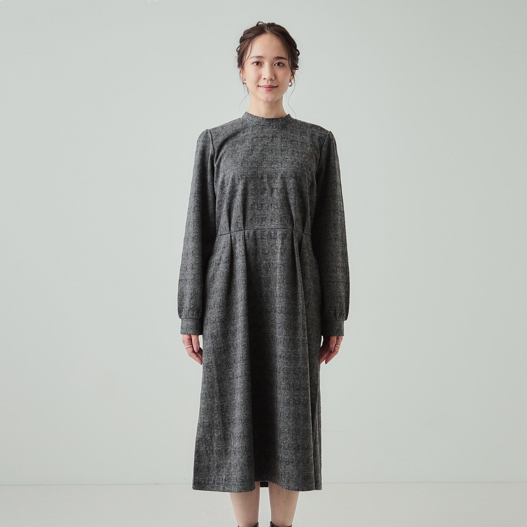 SHOO･LA･RUE「【S-LL】チェック柄 ウエストタックワンピース」|ワンピース|