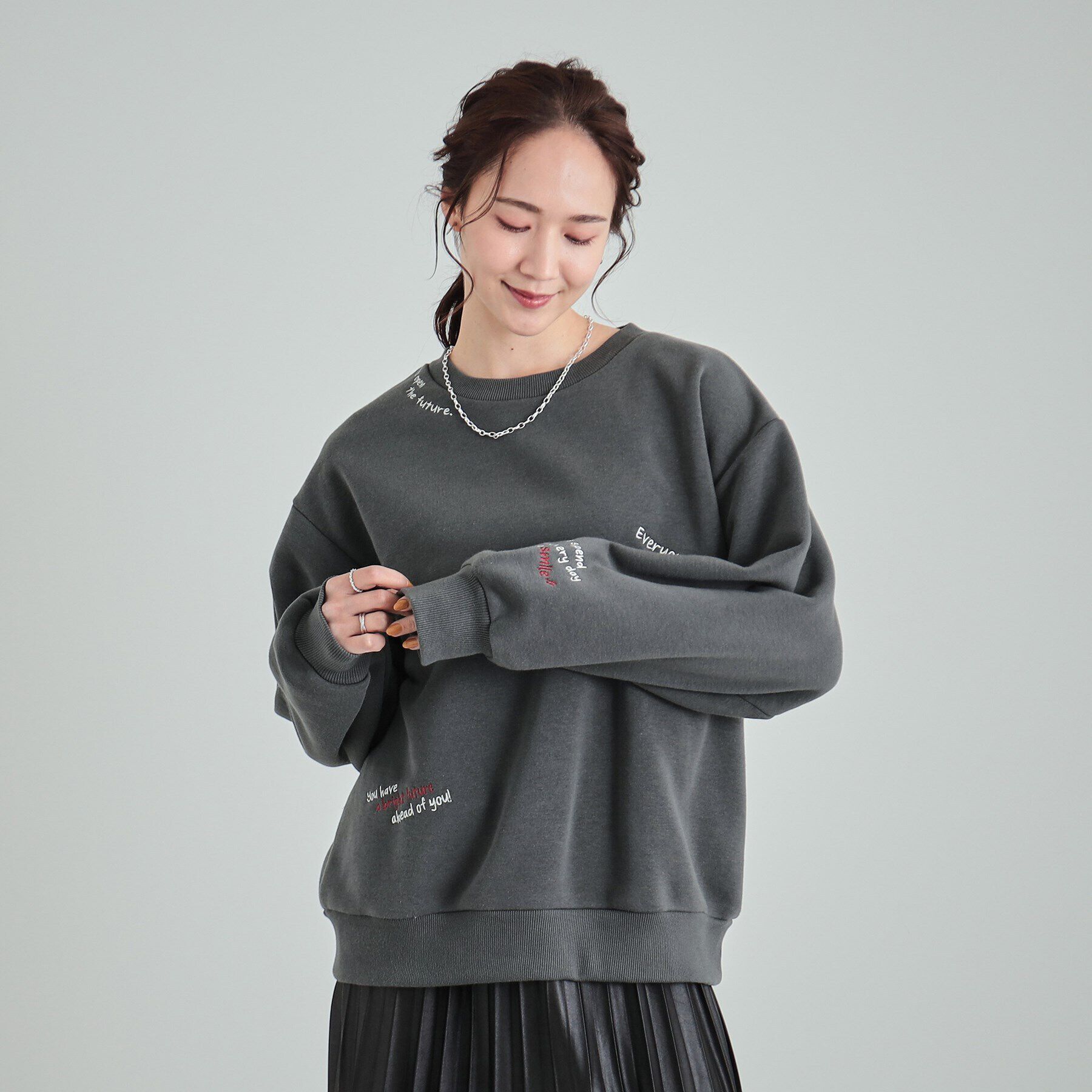 SHOO･LA･RUE「【洗える/S-LL/SHOO WARM】あったか裏起毛 刺繍アソートスウェット」|パーカー|