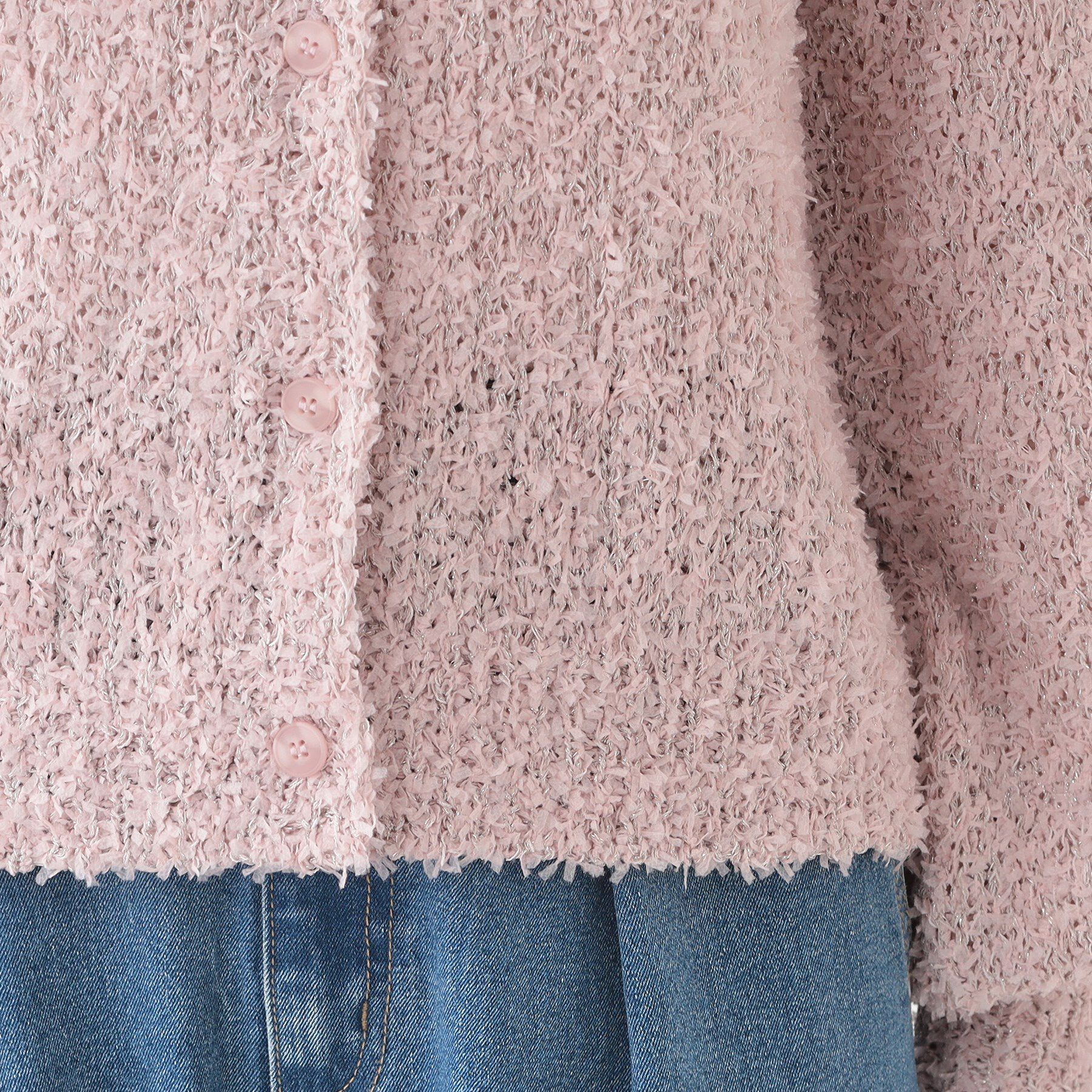 SHOO･LA･RUE「【S-LL】ふわふわ軽やかラメニットカーディガン」|カーディガン|