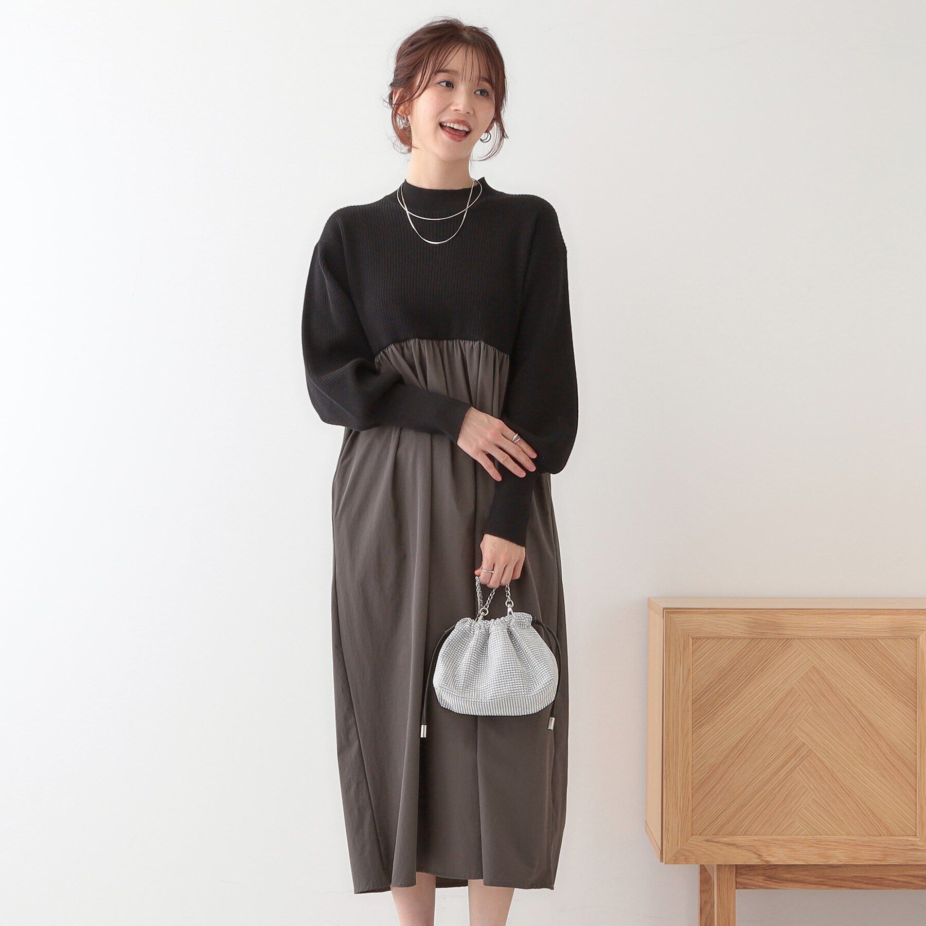 SHOO･LA･RUE「【S-LL】リブニットドッキングワンピース」|ワンピース|