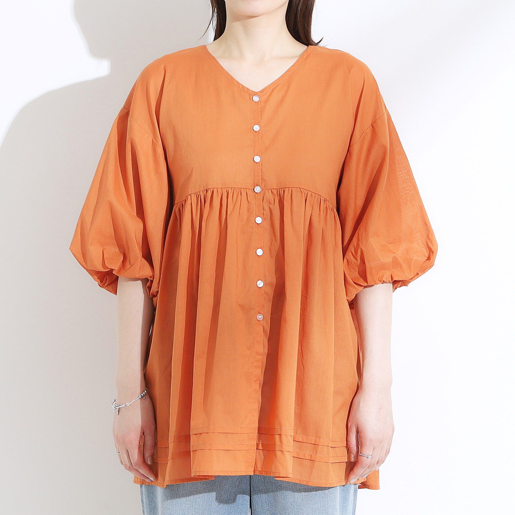 SHOO･LA･RUE「【S-LL】一枚で着映え バルーンスリーブブラウス」|シャツ・ブラウス|