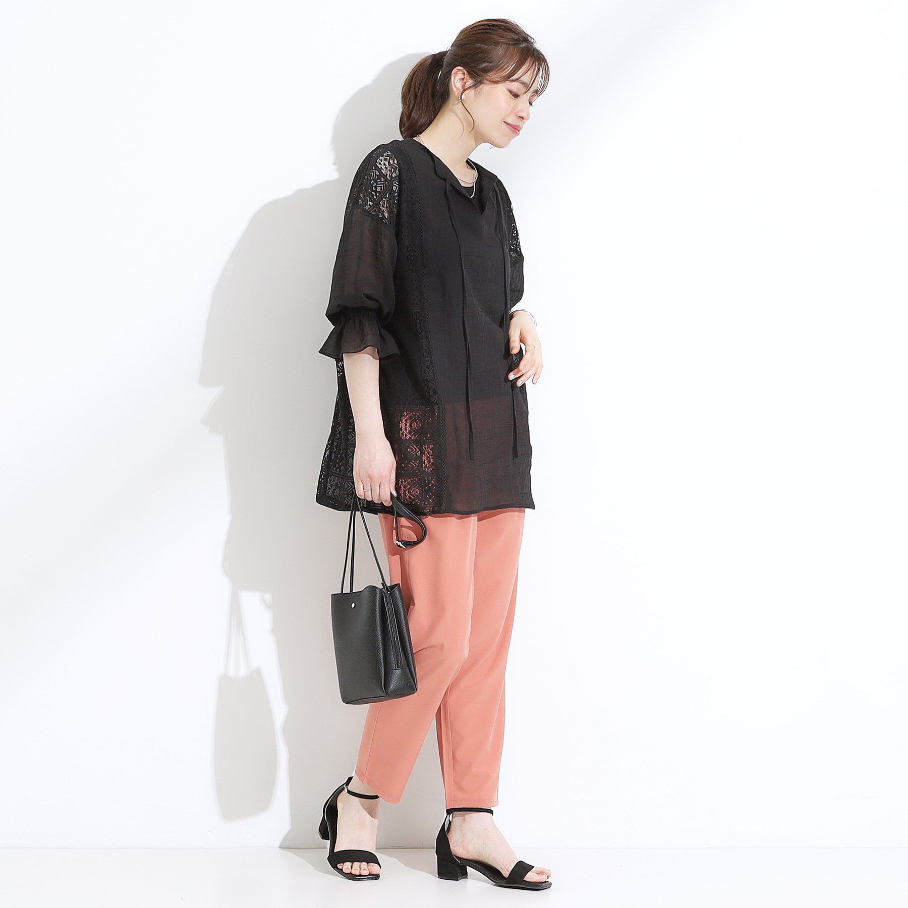 SHOO･LA･RUE「【着丈選べる】一枚でこなれ見え サイドレースブラウス」|シャツ・ブラウス|