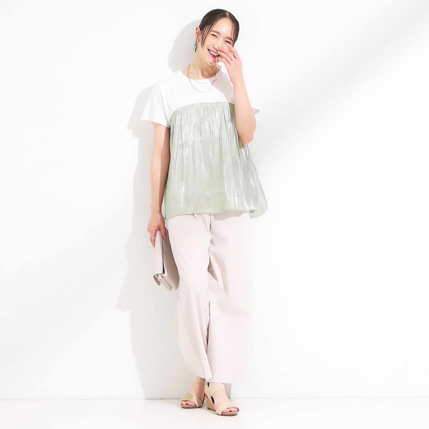 SHOO･LA･RUE「【S-LL/ひんやり】インせず決まる ビスチェ風ドッキングトップス」|Tシャツ・カットソー|