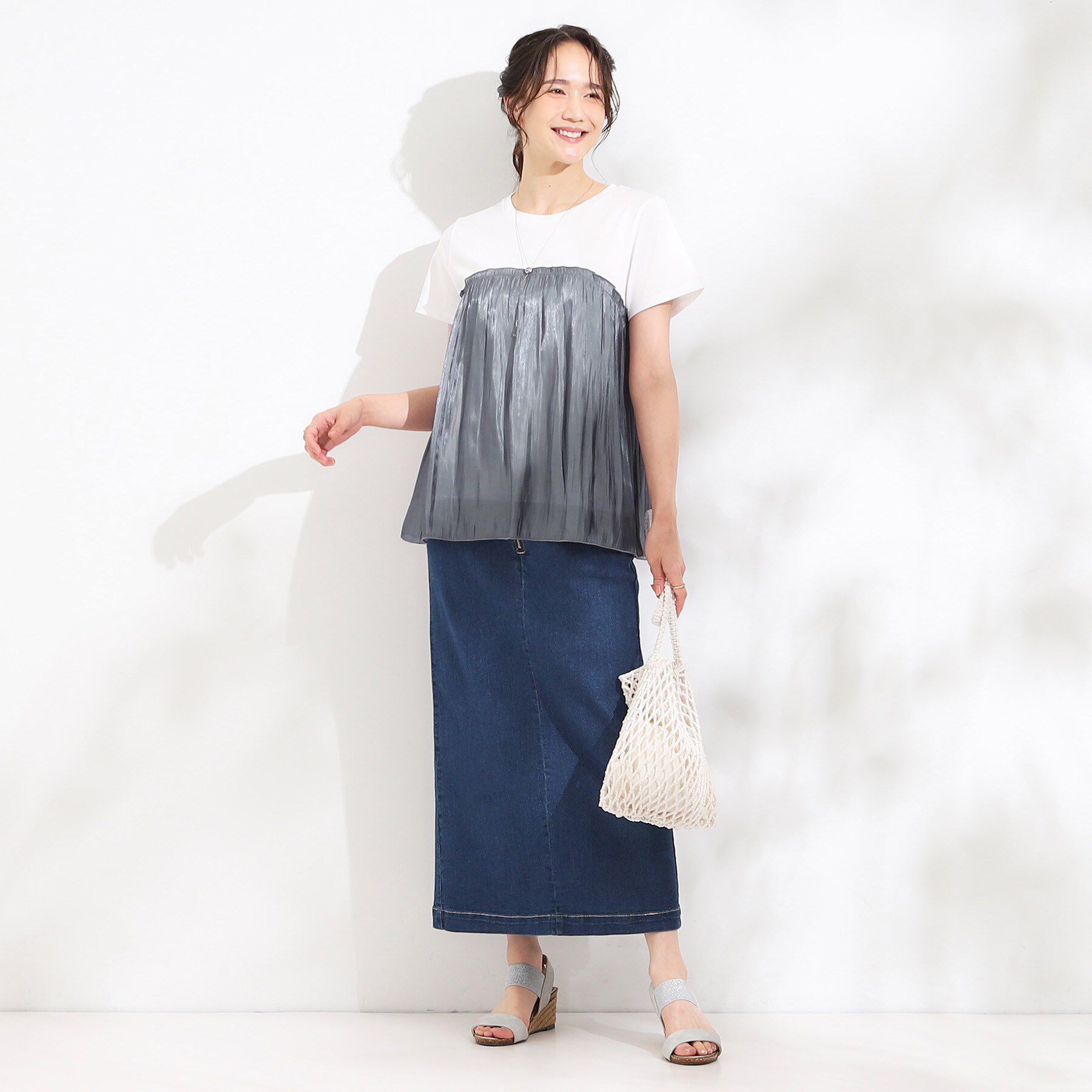 SHOO･LA･RUE「【S-LL/ひんやり】インせず決まる ビスチェ風ドッキングトップス」|Tシャツ・カットソー|