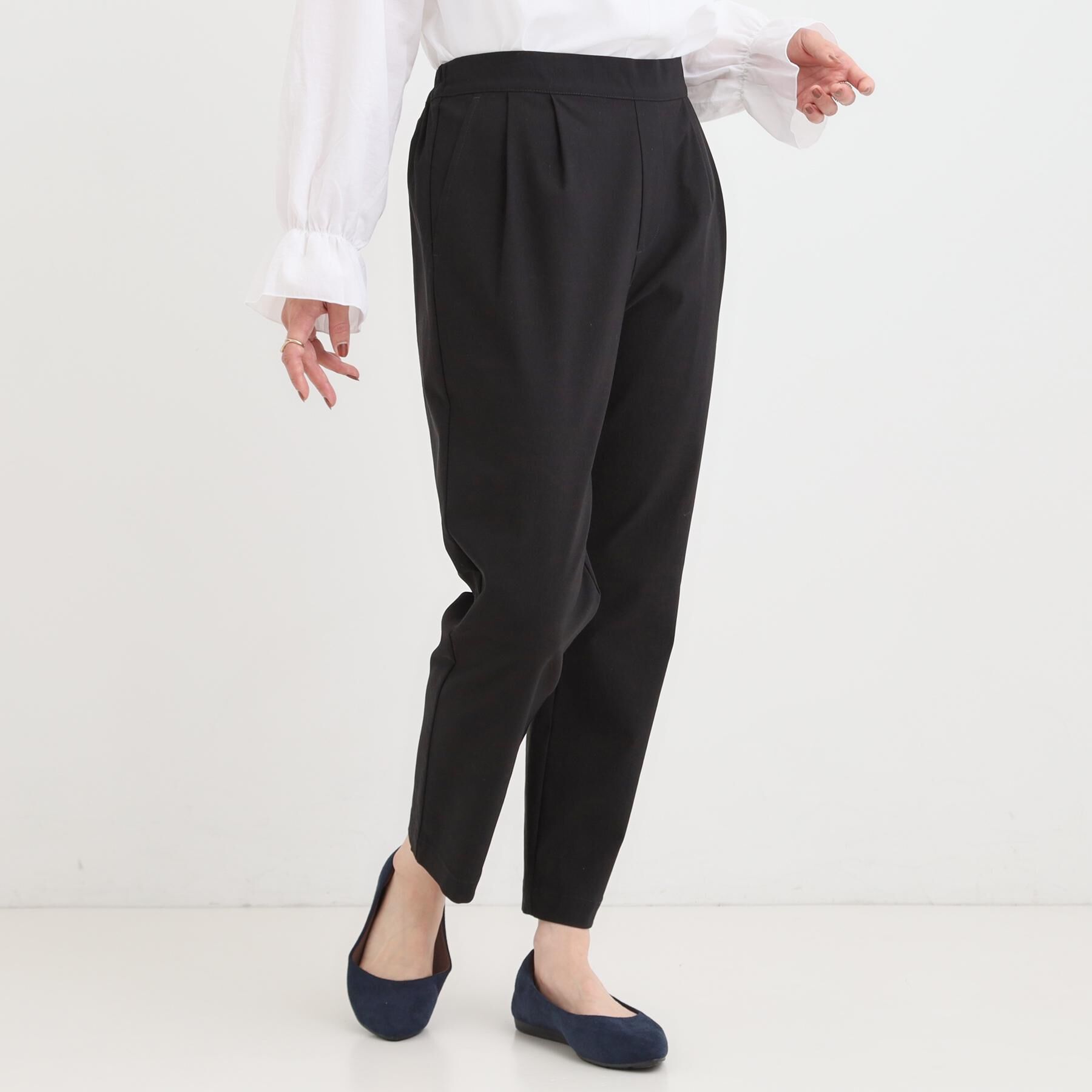 SHOO･LA･RUE「【洗える/S-LL/美脚シルエット】ハイパーストレッチ テーパードパンツ【CIRCRIC】」|その他|ブラック(019)