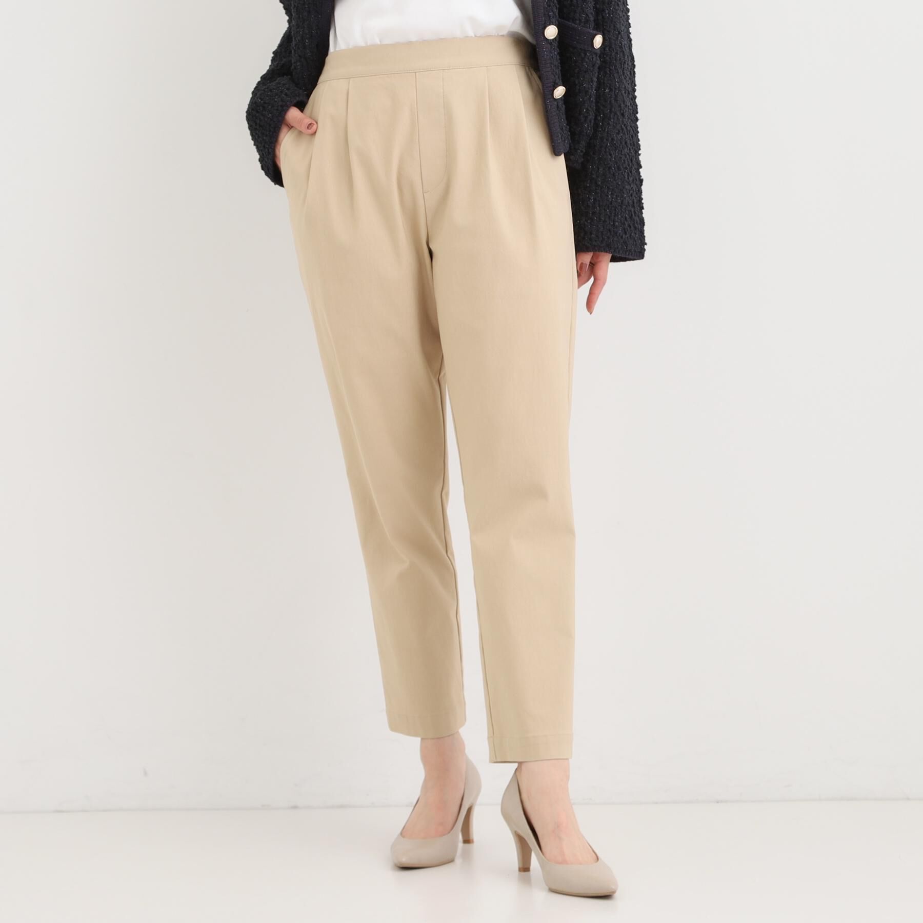 SHOO･LA･RUE「【洗える/S-LL/美脚シルエット】ハイパーストレッチ テーパードパンツ【CIRCRIC】」|その他|ベージュ(052)