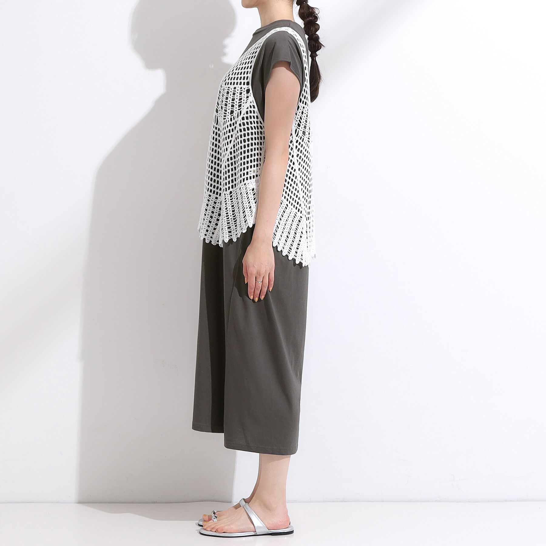 SHOO･LA･RUE「【2点セット】クロシェ編みレースベスト＋Tシャツワンピースセット」|ワンピース|