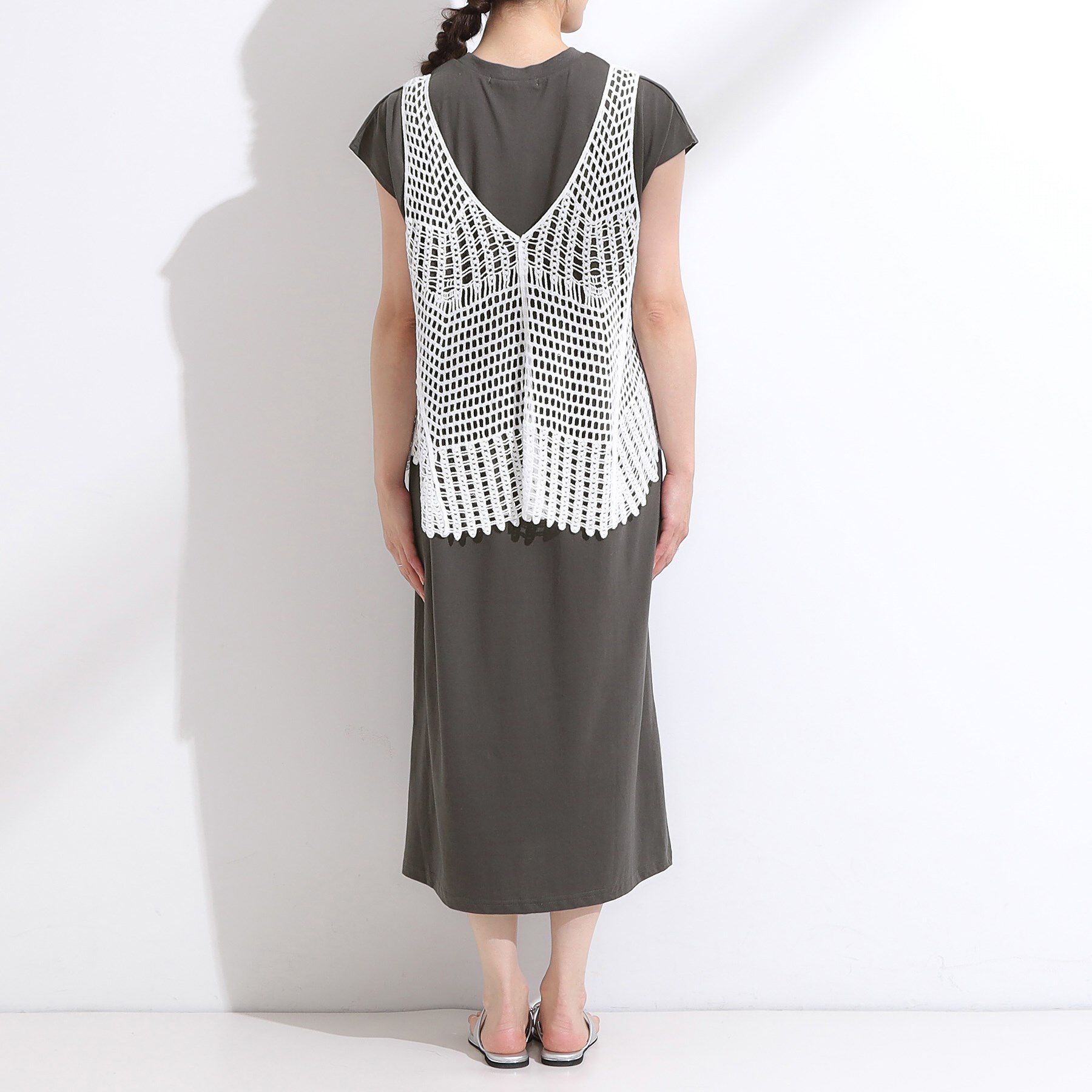 SHOO･LA･RUE「【2点セット】クロシェ編みレースベスト＋Tシャツワンピースセット」|ワンピース|